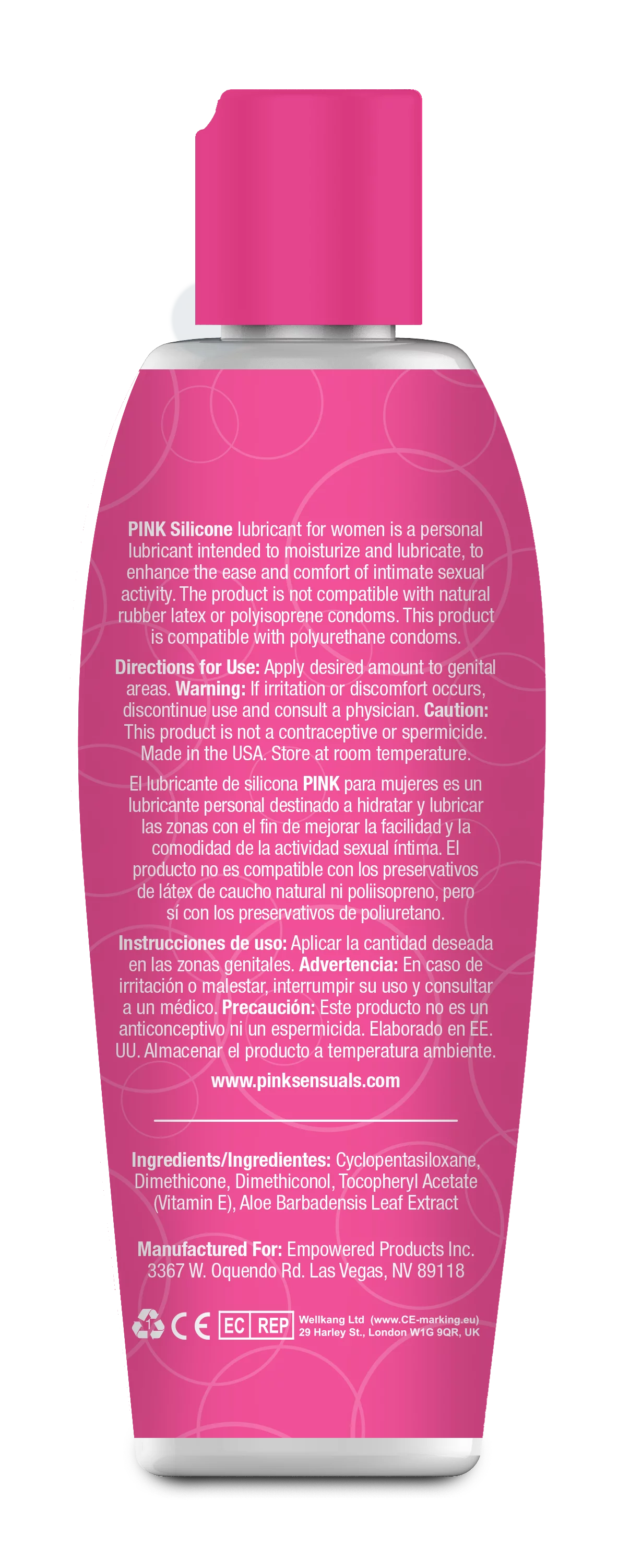 PINK Silicone Lube - Silicone Based Liquid Personal Lubricant for Women - 4.7 fl.oz / 140 ml