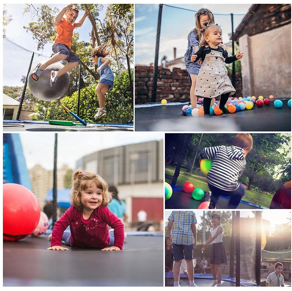 MOBICIA 1000LBS Tranpoline for Adults and Kids, 16FT Large Tranpoline with Safety Enclosure Net, Basketball Hoop and Ladder, Spring Pad Mat, Capacity for 6-8 Kids  Gray