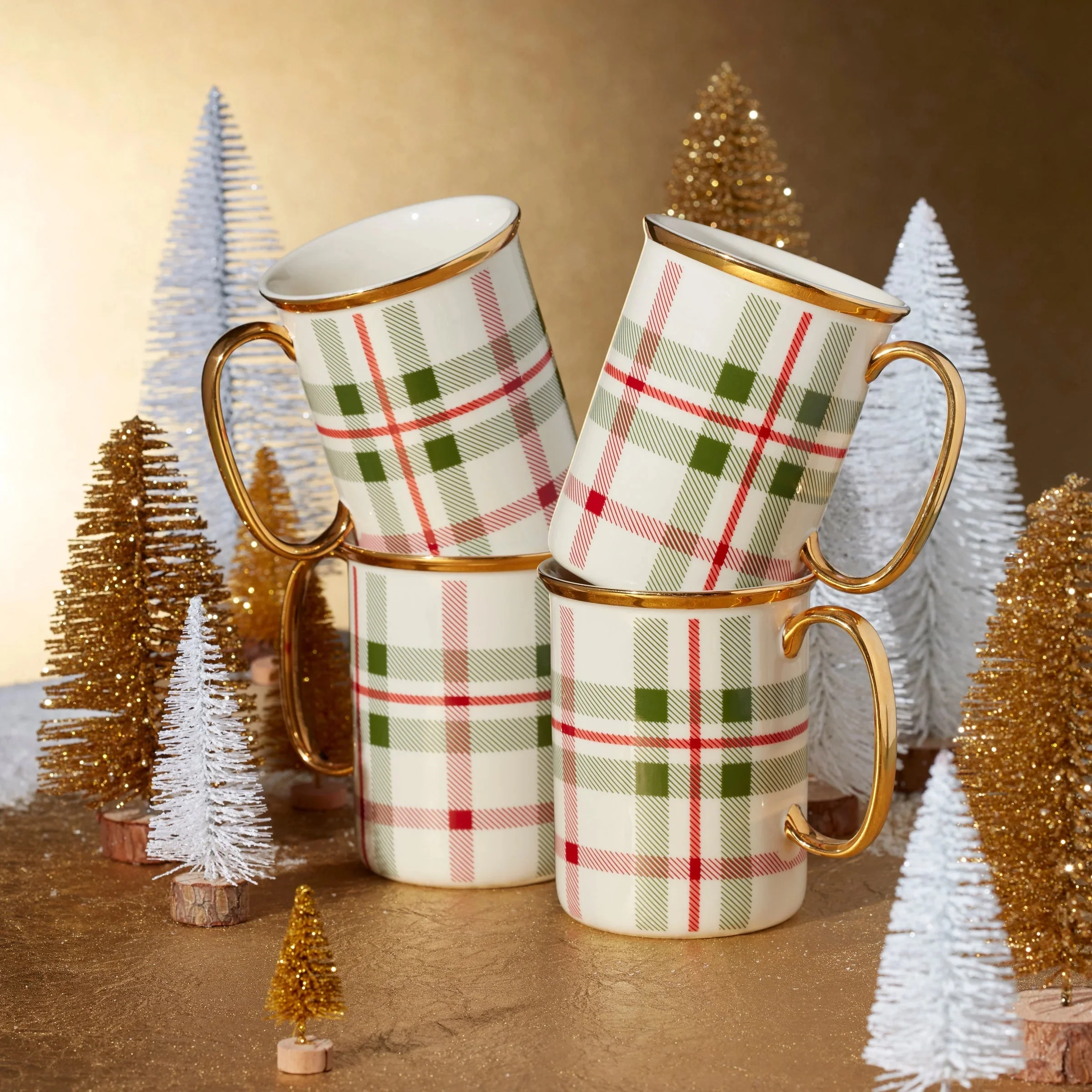Lenox Holiday Plaid Mugs, Set of 4