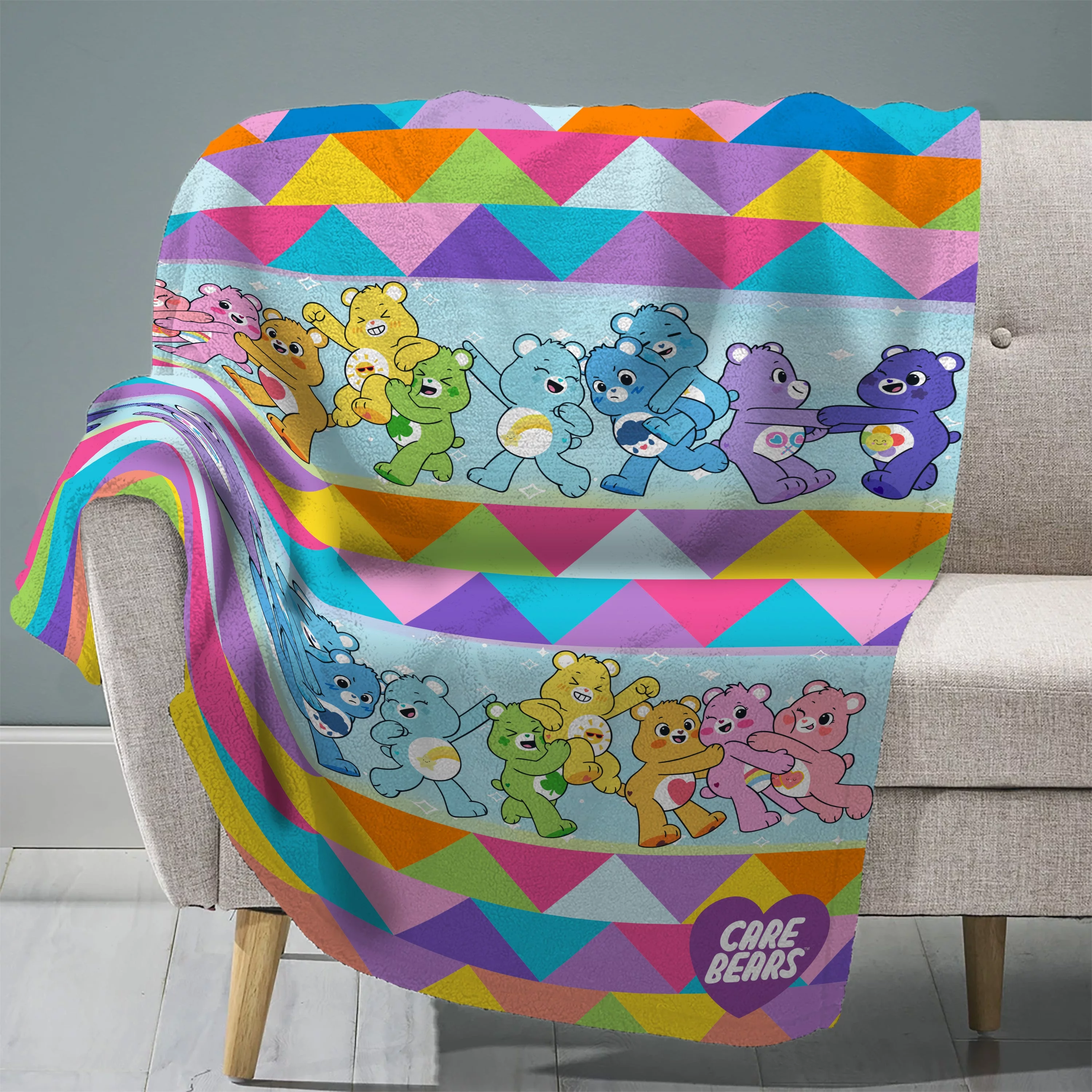 Sleep Squad Care Bears 60” x 80” Raschel Plush Blanket