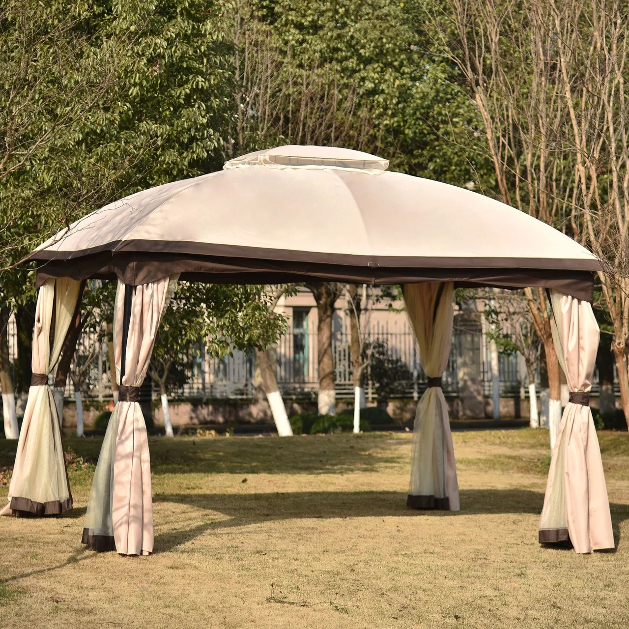 Patio Outdoor Gazebo - Double Roof Canopy with Mosquito Netting | 9.8 Ft. W x 11.8 Ft. D