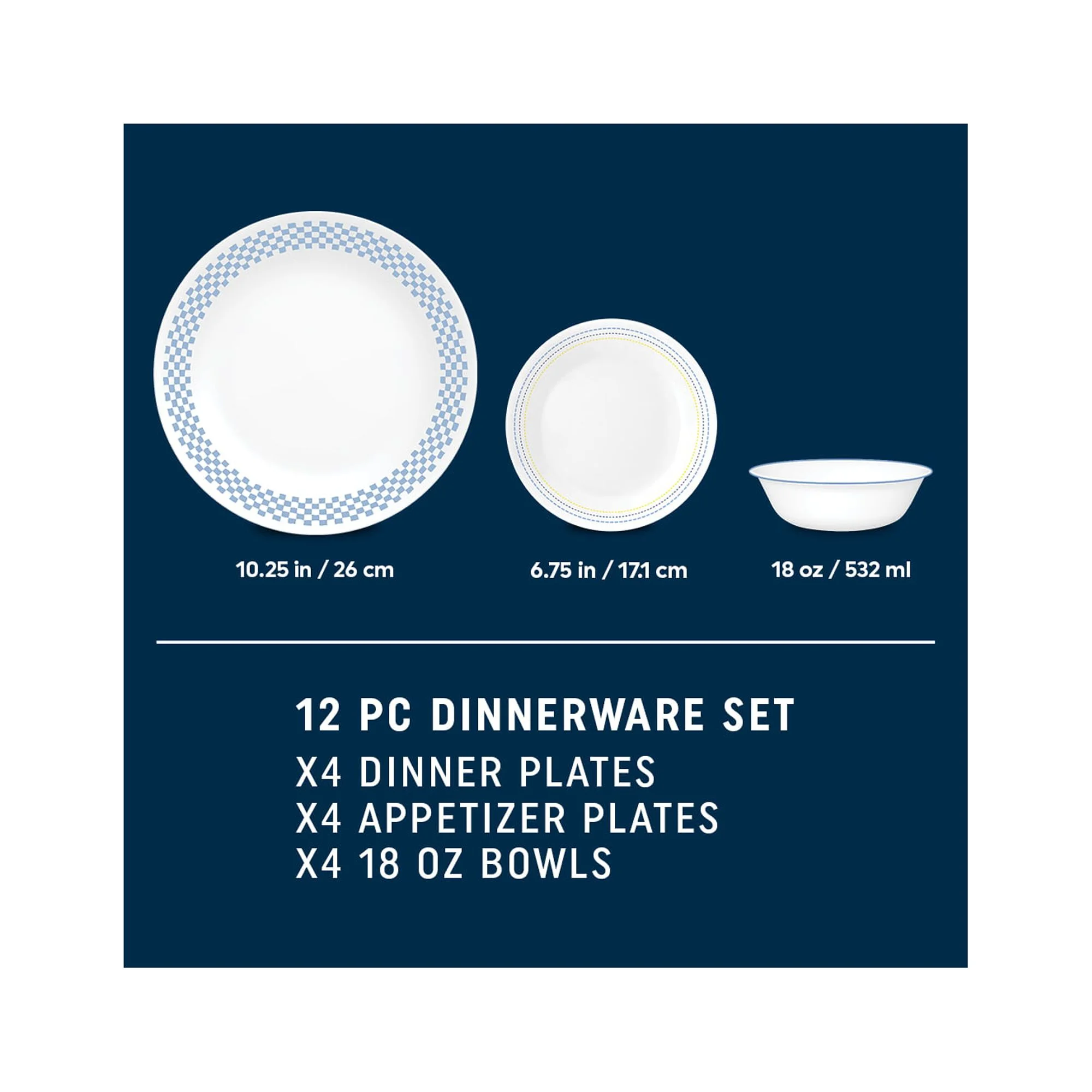 Corelle Amelia 12-Pc Dinnerware Set, Serves 4