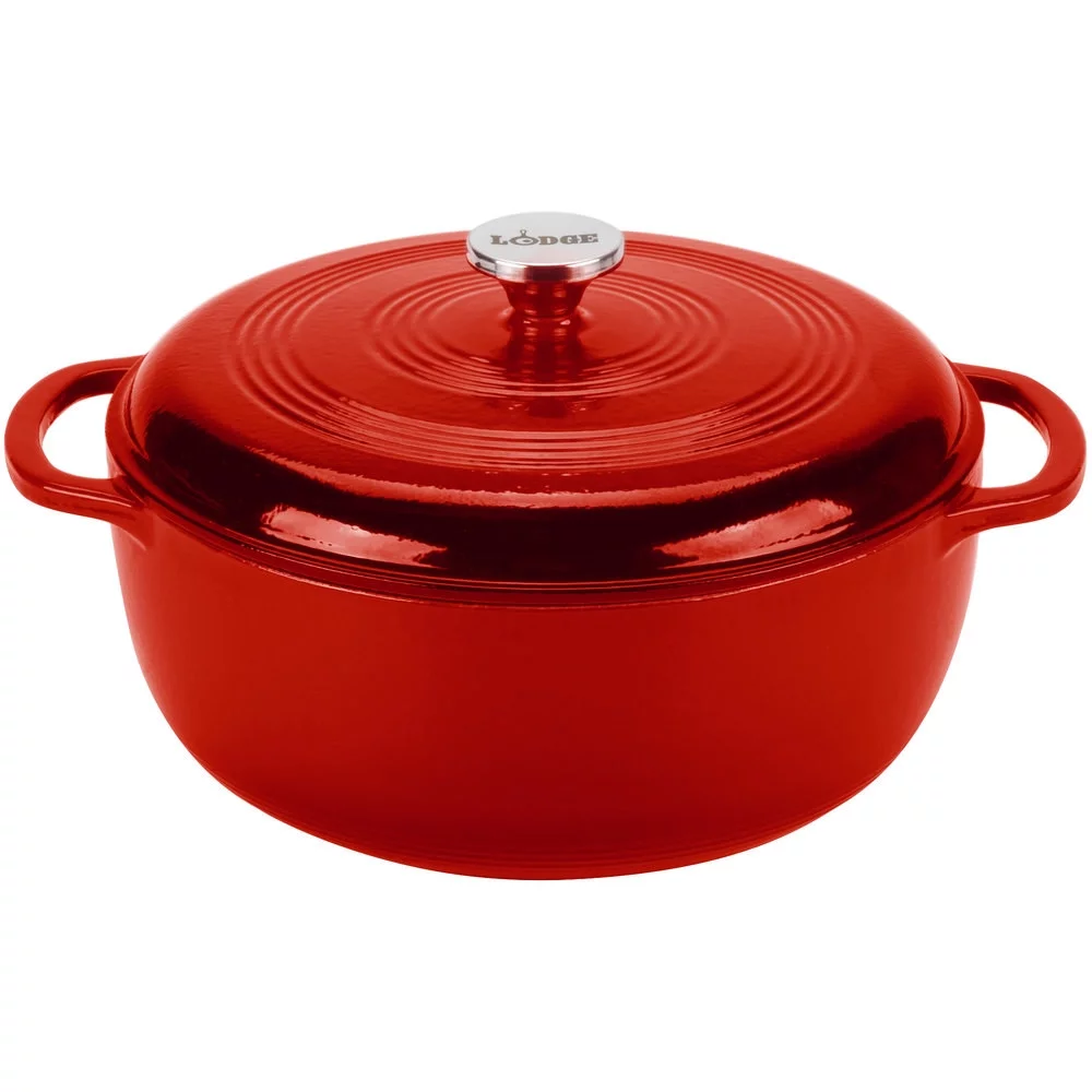 Lodge Ec7d43 7.8 Qt. Island Spice Red Enameled Cast Iron Dutch Oven