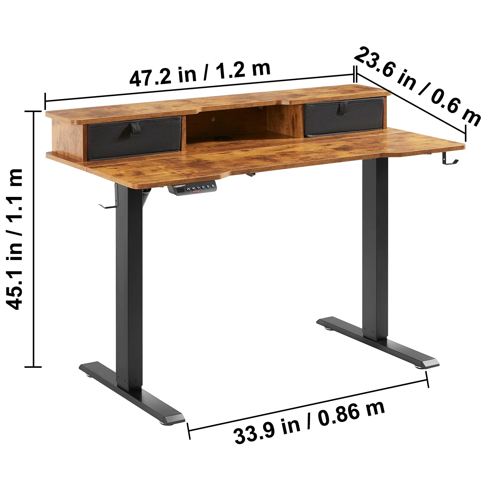 BENTISM Electric Adjustable Height Standing Desk 47.2