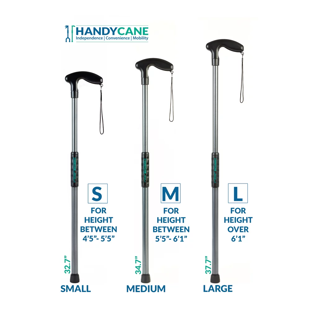 Handy Cane (Small) All-In-One Walking Aid with Built-In Reacher Grabber