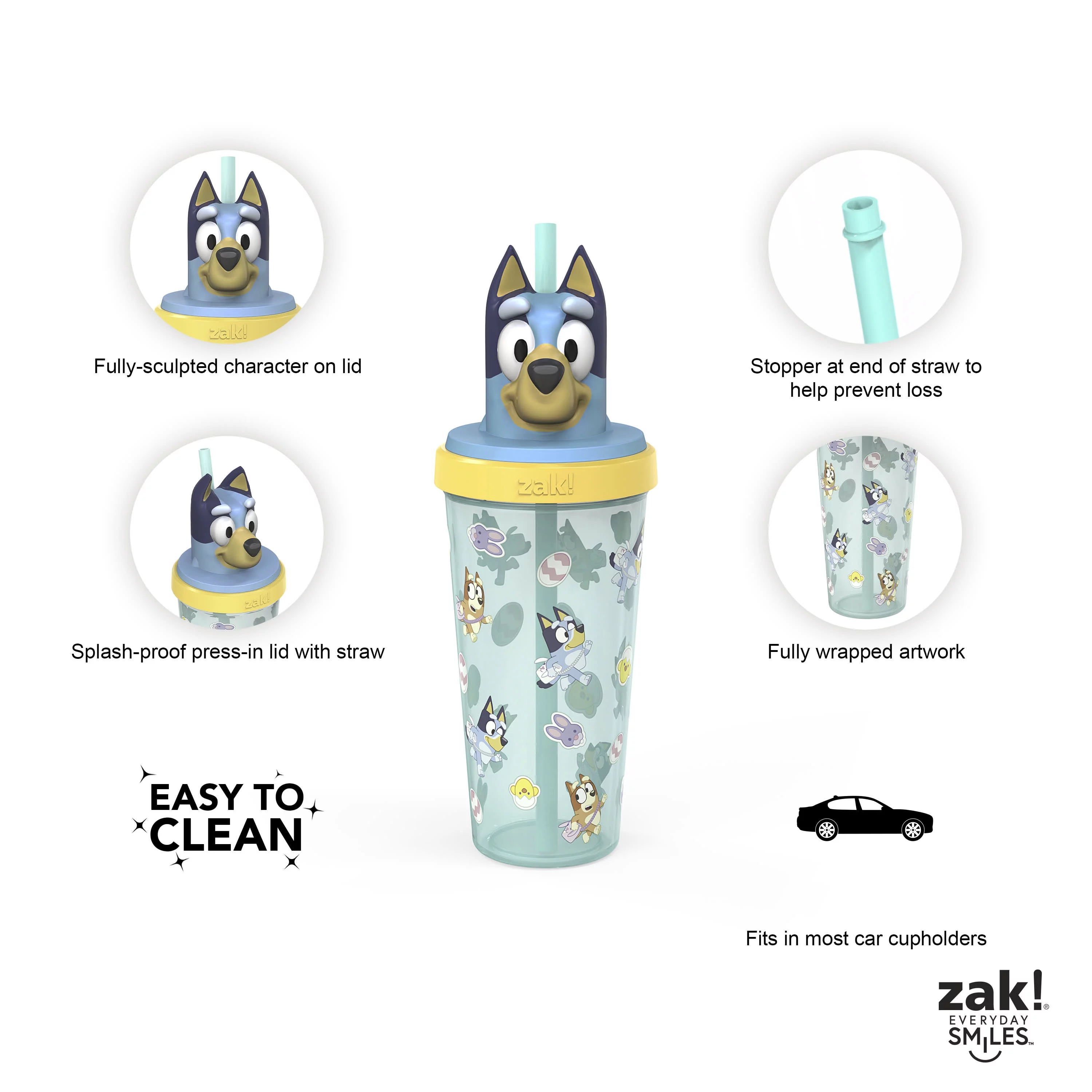 Bluey & Friends 18 oz. Plastic Tumbler with Straw and Sculpted Lid