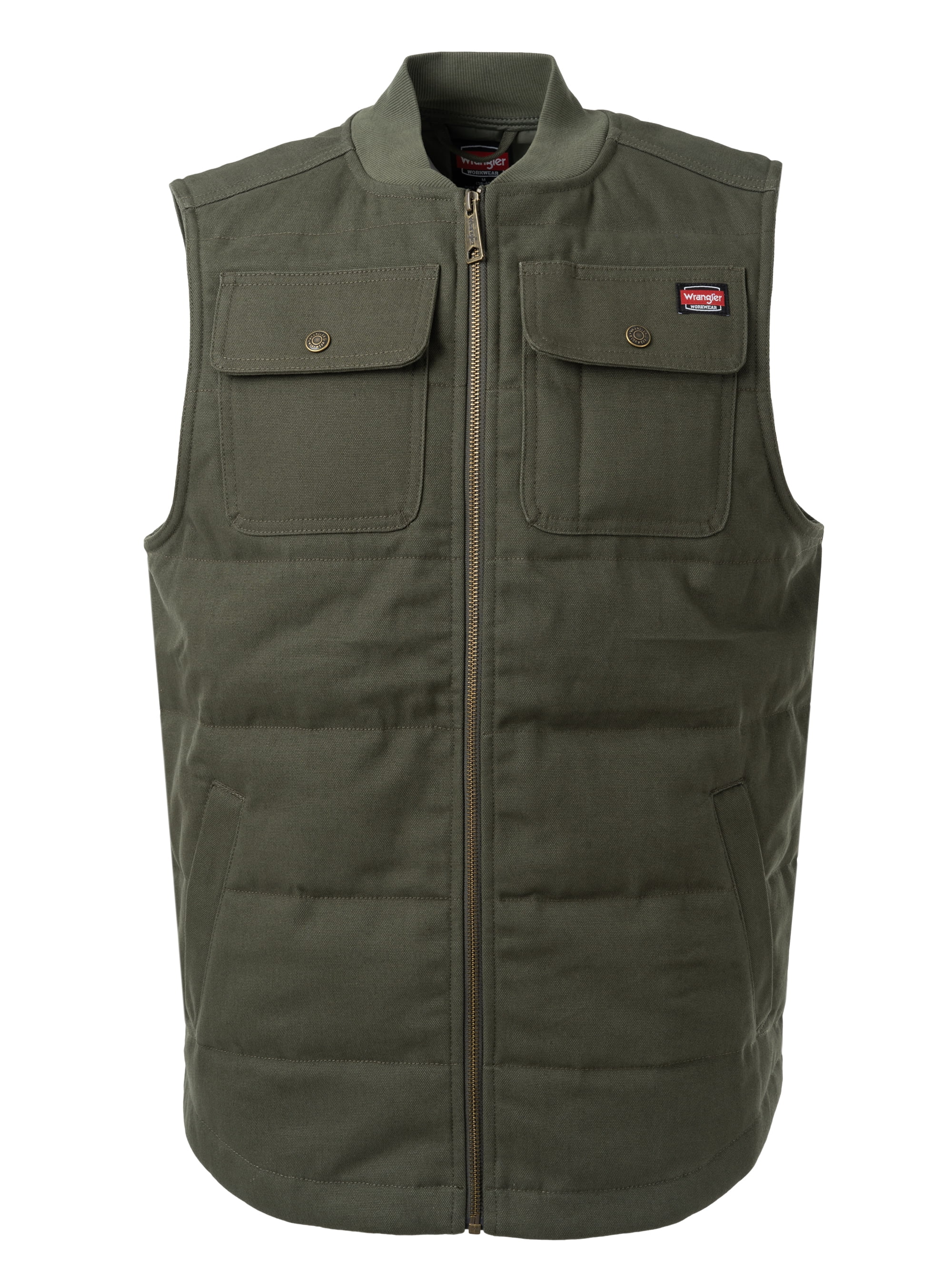 Wrangler Workwear Men's Quilted Duck Work Vest, Size Small to 3XL (Men's and Big Men's)