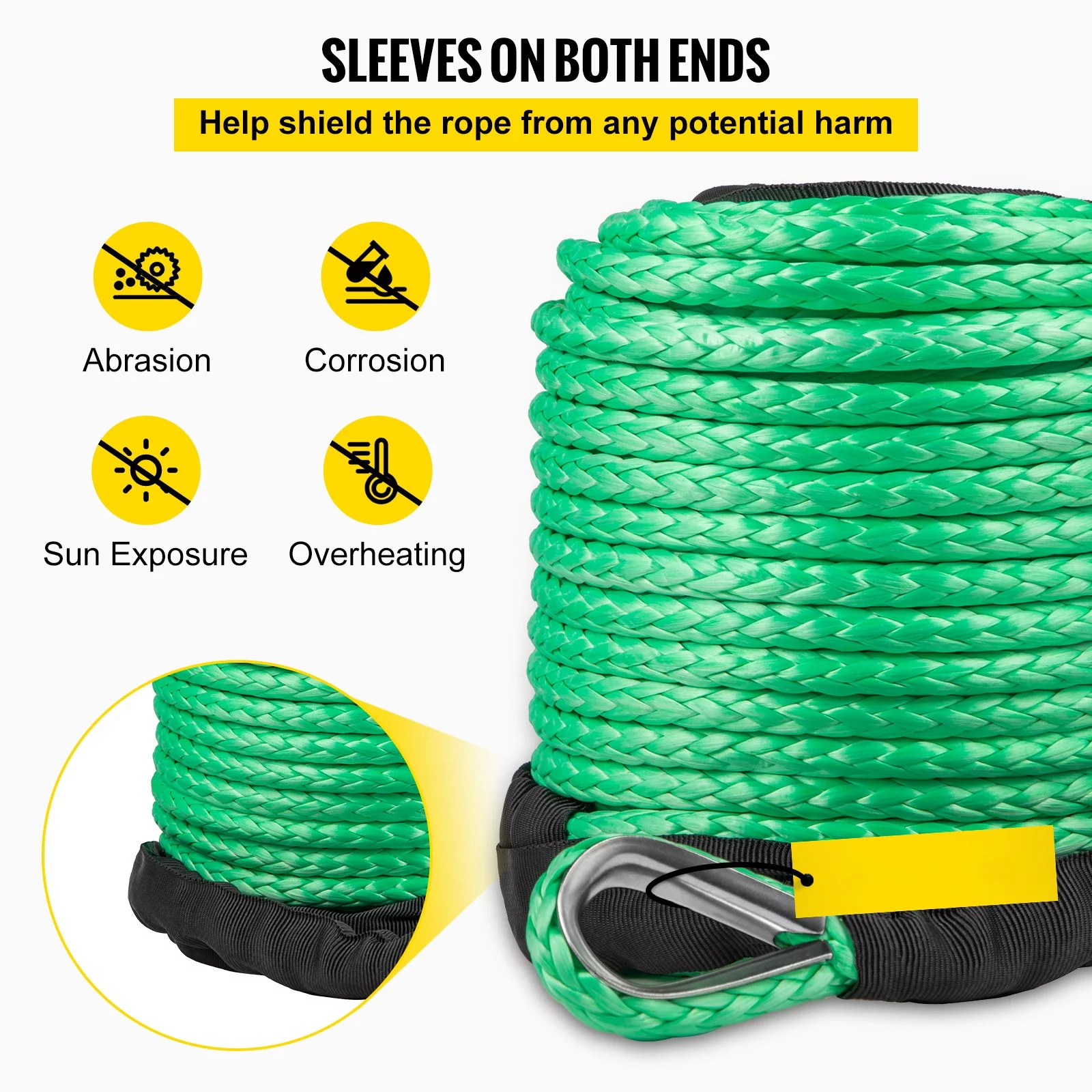 BENTISM Green Synthetic Winch Line 5/16 Inch X100FT Synthetic Winch Rope 12000 LBS Tow Rope for Car with Sheath (100ft)