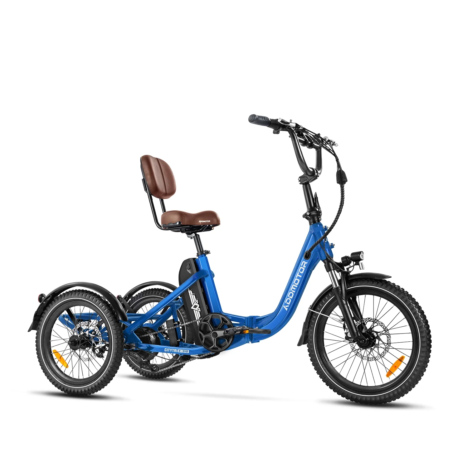 Addmotor Electric Trike, 750W (Peak 1400W) 90Miles Electric Tricycle for Adults, 48V 20Ah Folding 3 Wheel Electric Bikes with Parking Brake & Rear Speed Differential, E-310 Blue