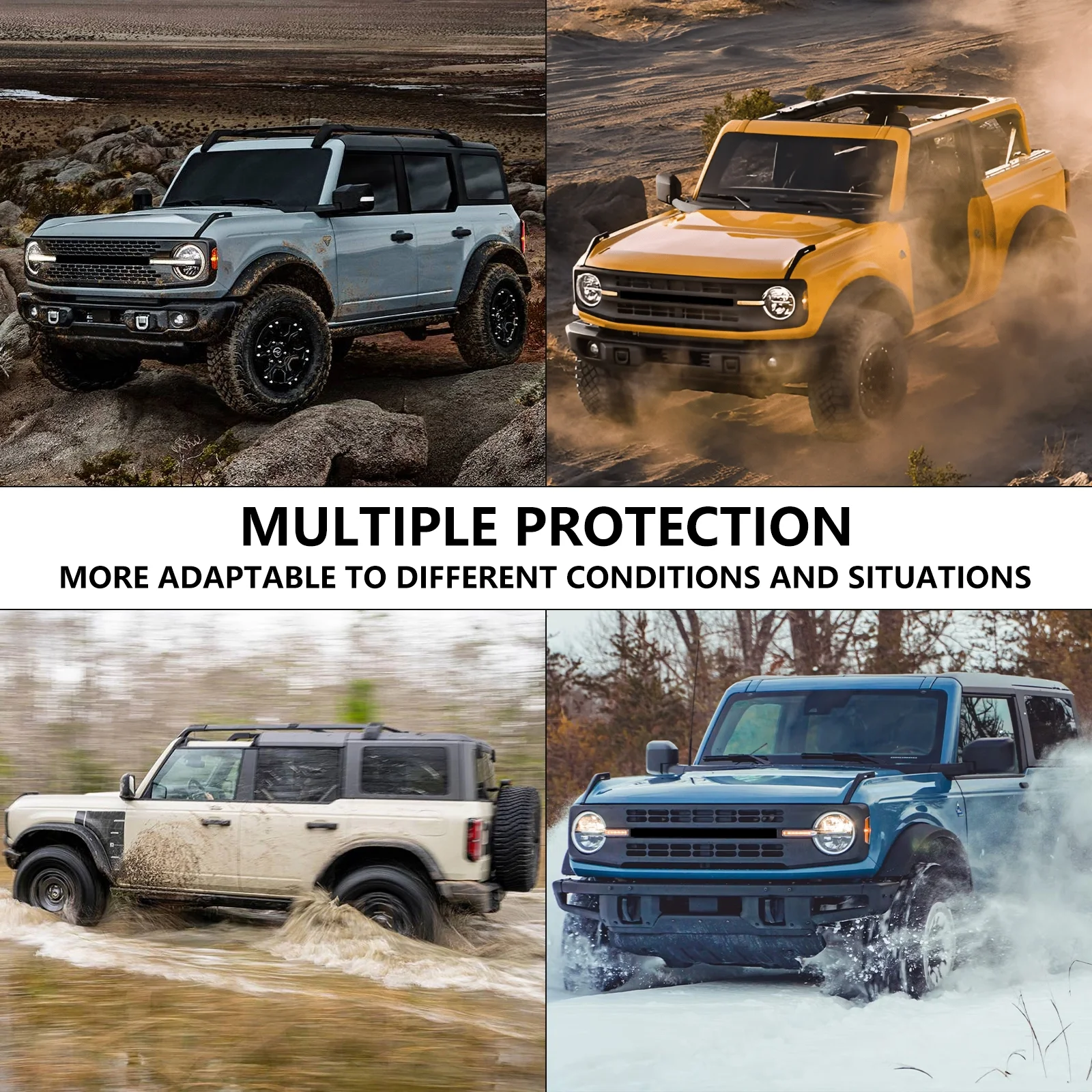 Ikon Motorsports Compatible With 2021-2023 Ford Bronco Mud Flaps 4PCS Black PP Front Rear Left Right Splash Mud Guard Mudguard Mudflaps