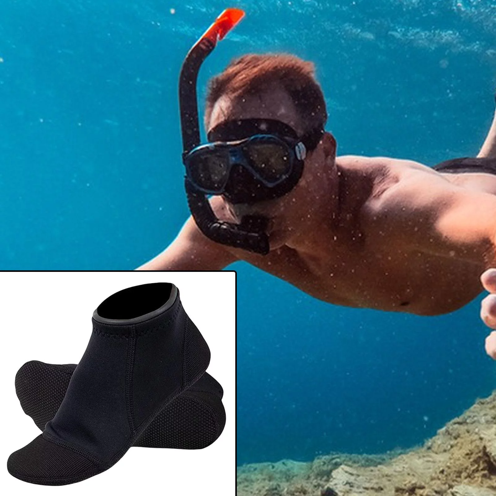 2Pairs Scuba Diving Socks Snorkeling Scratchproof Waterproof Warm Surfing Booties 3mm Neoprene Socks for Skiing, Volleyball, Swim, Kayaking, M XL