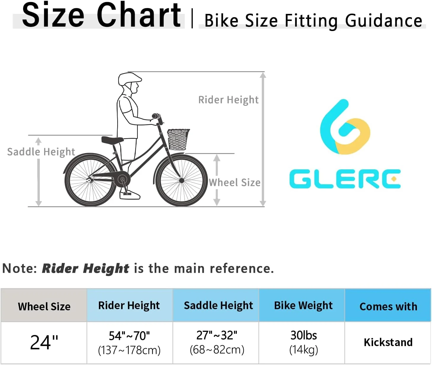 Glerc 24 inch Girls Cruiser Bike 6-Speed Women's Hybird Bicycle for Ages 7-11 Years,Yellow