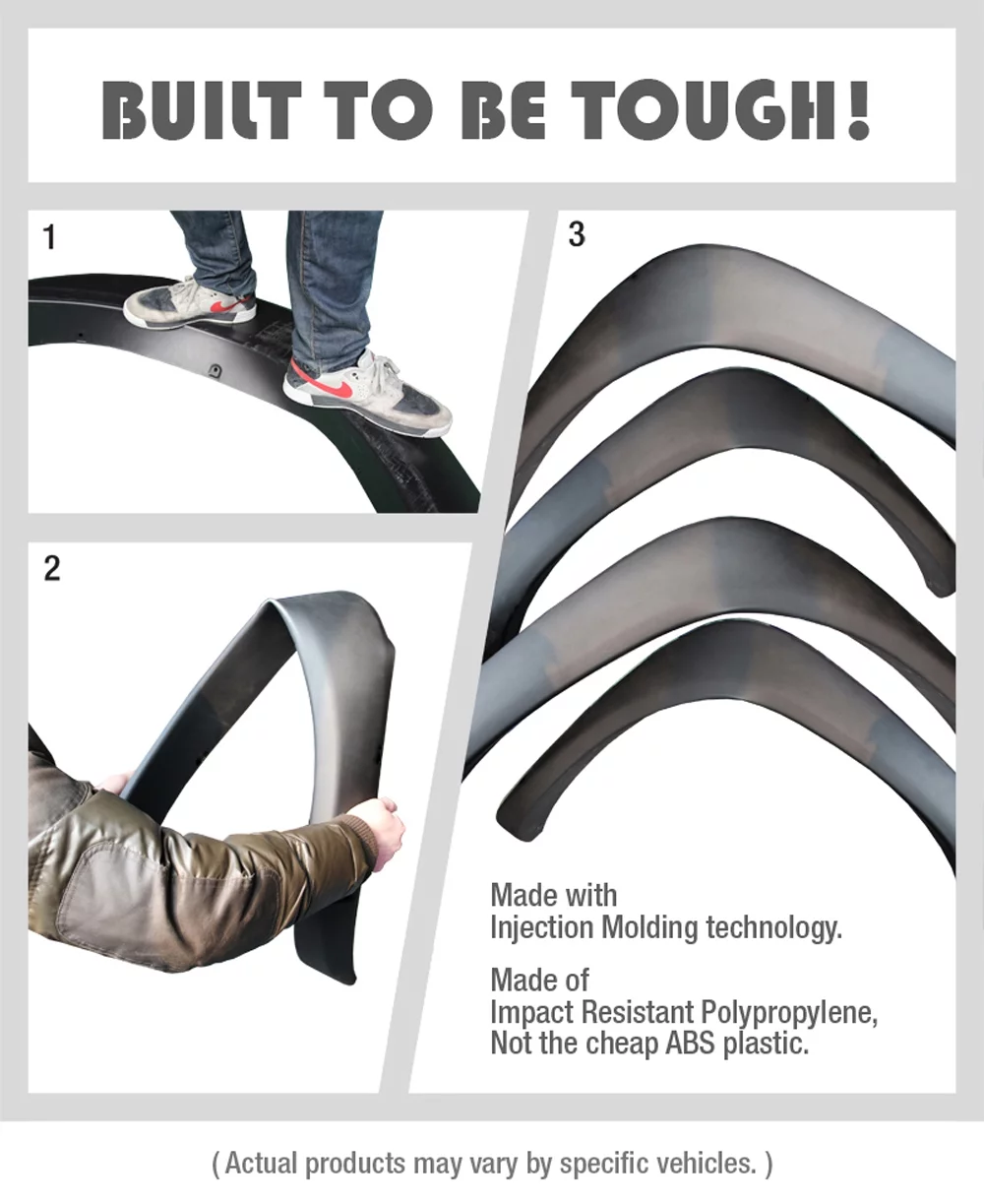 Tyger Auto TG-FF6C4368 2014-2018 Chevy Silverado 1500 2500 3500 | Matte Black Fine-Textured Factory Style Fender Flare Set, 6 Piece