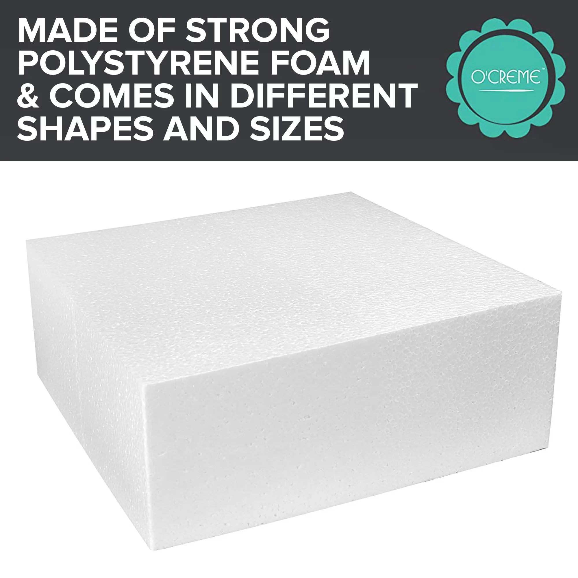 Square Cake Dummy, Styrene - 20