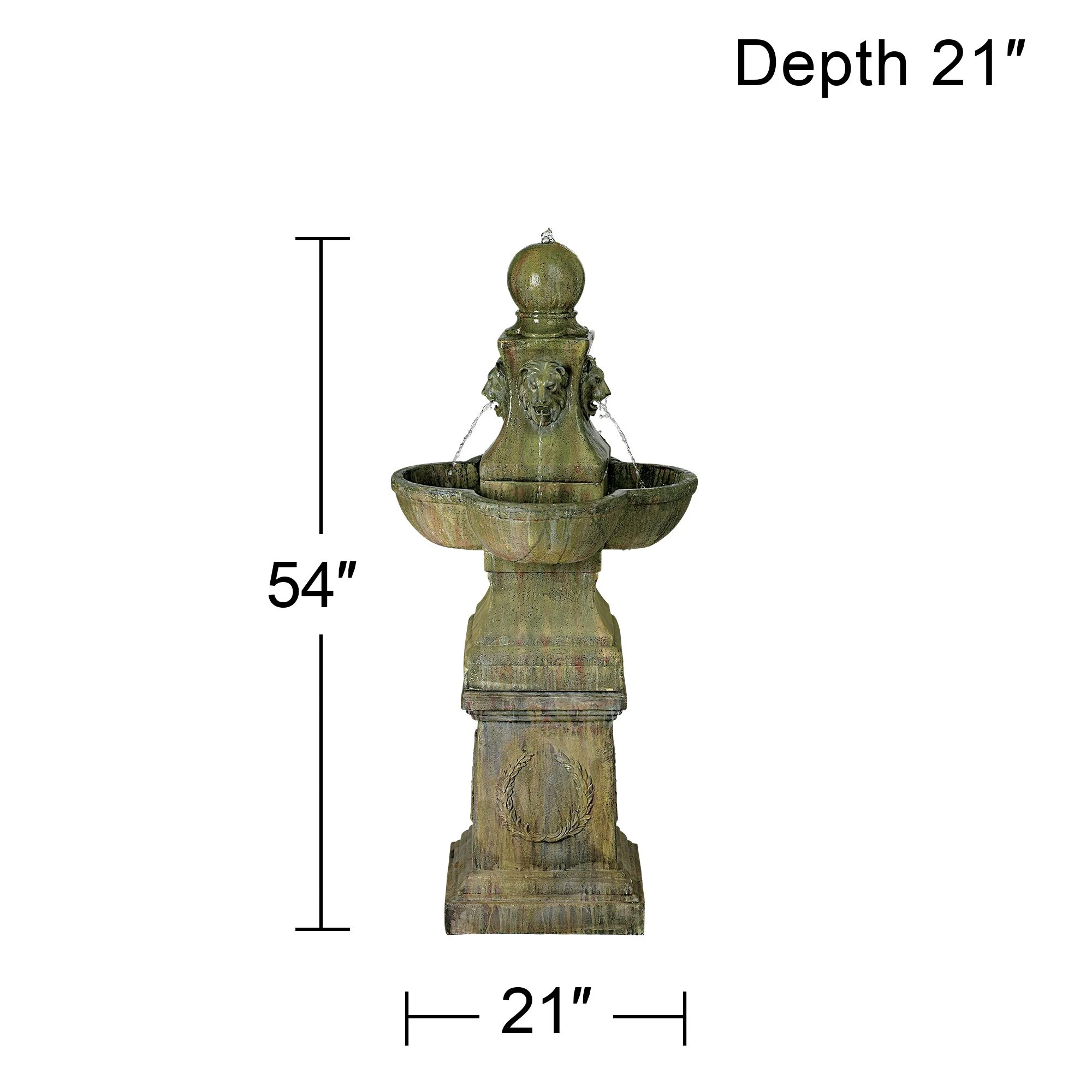 John Timberland Tuscan Garden Pedestal Rustic Bubbler Outdoor Floor Water Fountain 54