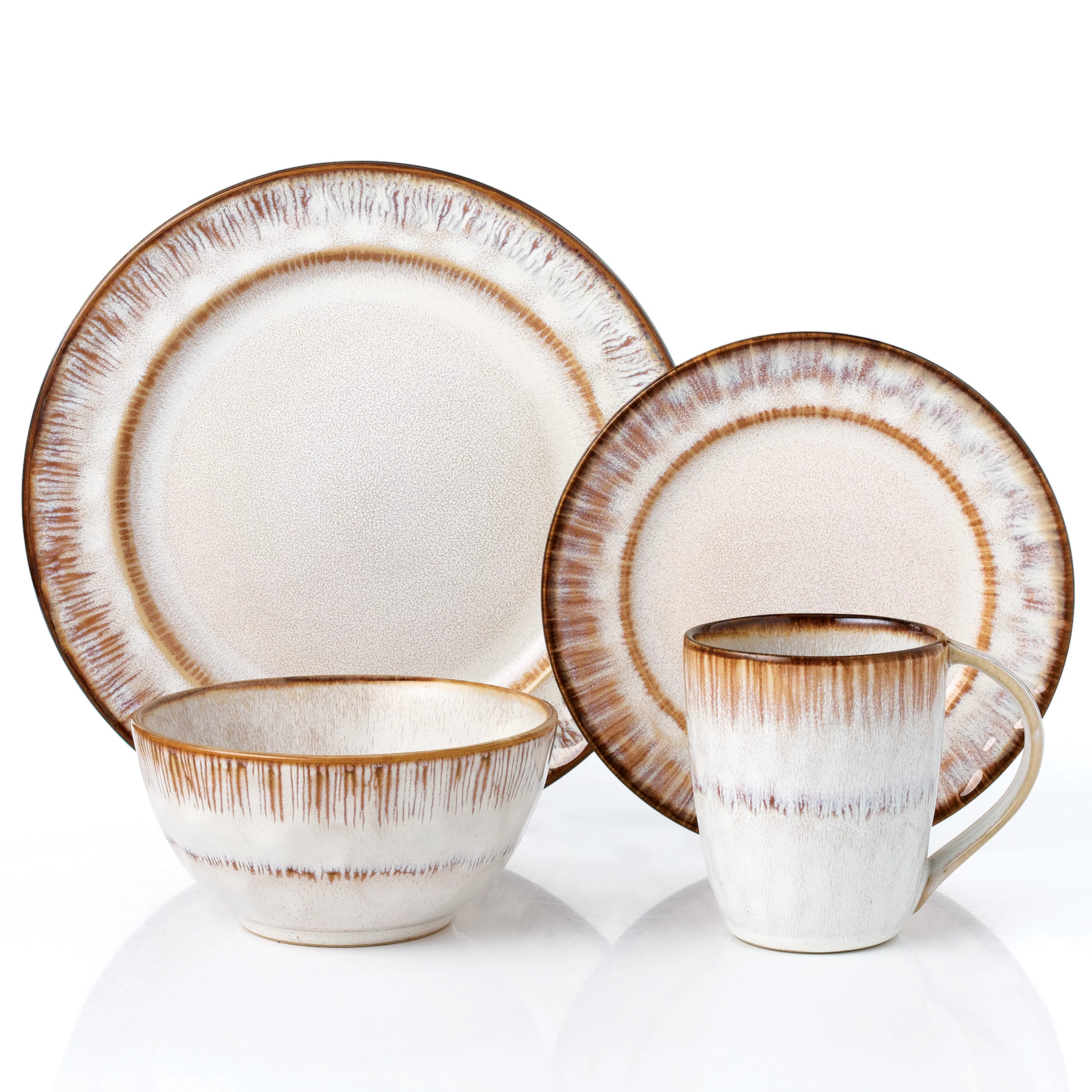 Lorren Home Trends 16 Piece Stoneware Set in Mocca Swirl