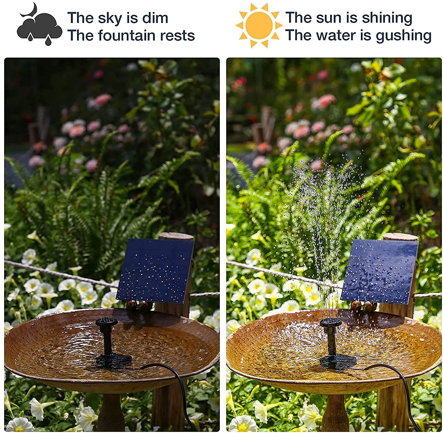 AISITIN DIY Solar Water Pump Kit, Solar Powered Water Fountain Pump with 6 Nozzles, DIY Water Feature Outdoor Fountain for Bird Bath, Ponds, Garden and Fish Tank