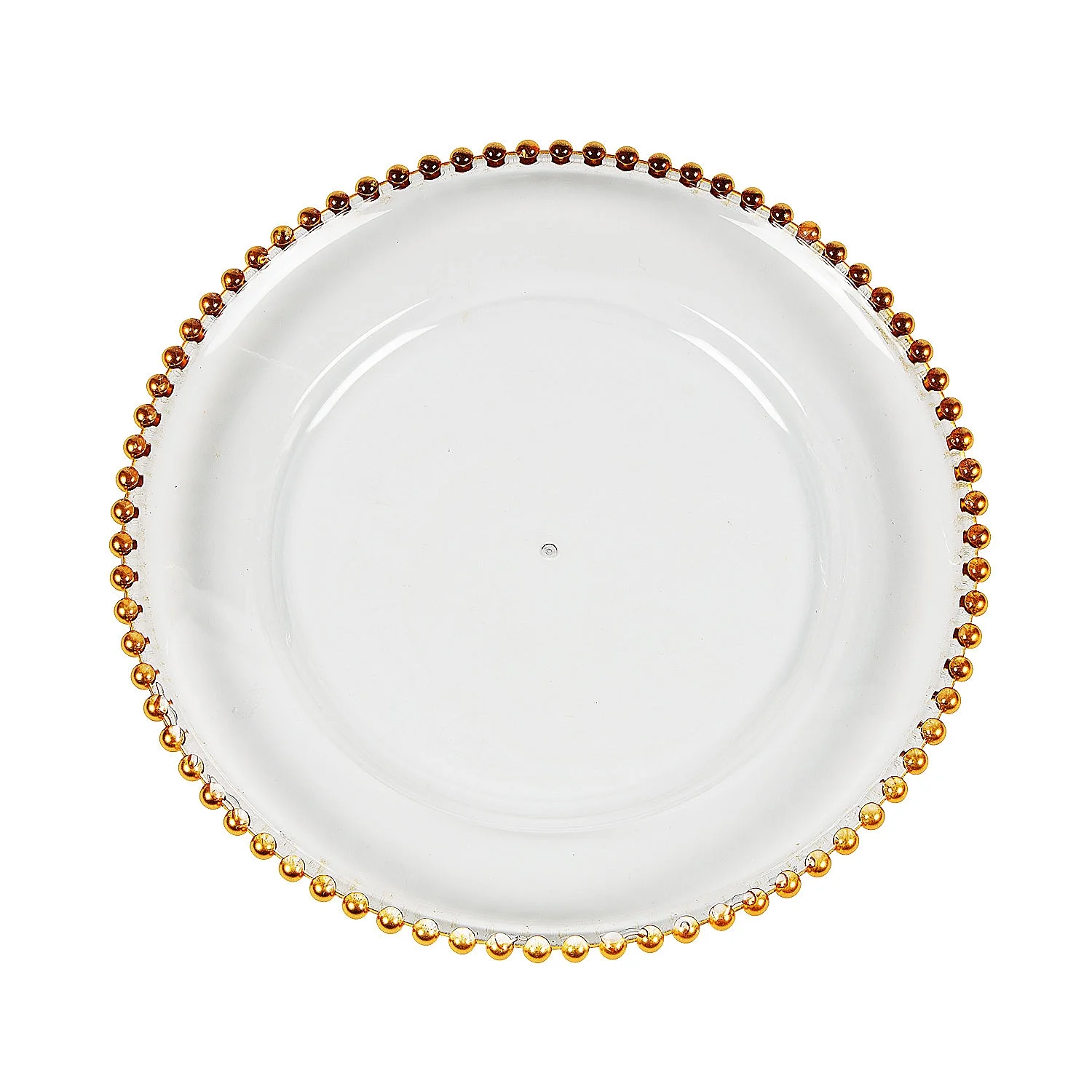 Clear Chargers with Gold Beaded Trim, Party Supplies, Wedding, 6 Pieces