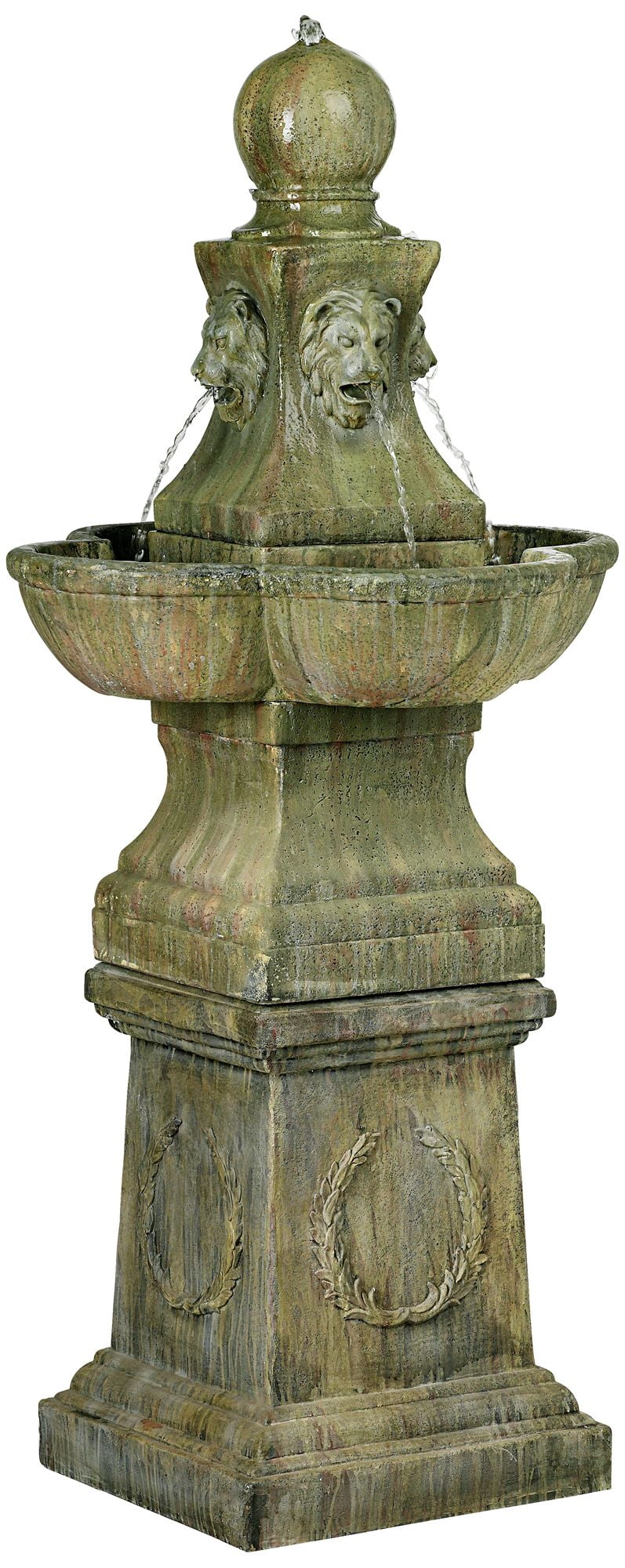 John Timberland Tuscan Garden Pedestal Rustic Bubbler Outdoor Floor Water Fountain 54
