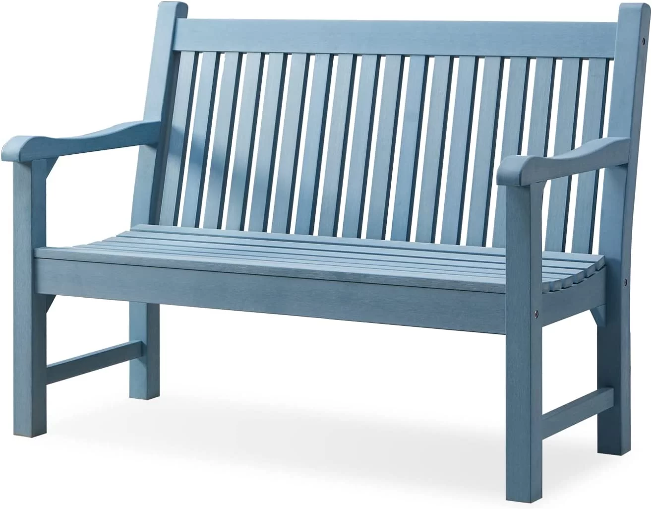 Efurden Garden Bench, 2-Person Poly Lumber Patio Bench, All-Weather Outdoor Bench for Garden Porch and Park (Blue)