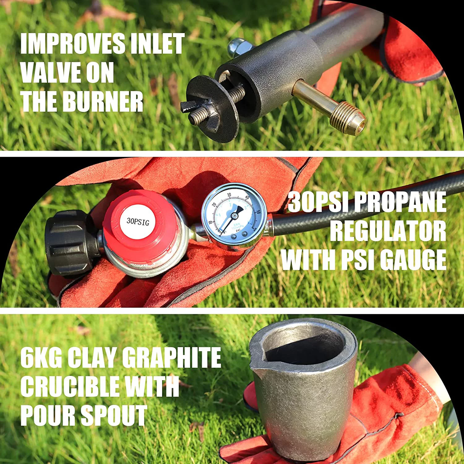 TOAUTO 6KG Propane Melting Furnace Kit,Home Stove Kiln Casting Tool for Scrap Metal Recycle Gold Silver Copper Aluminum