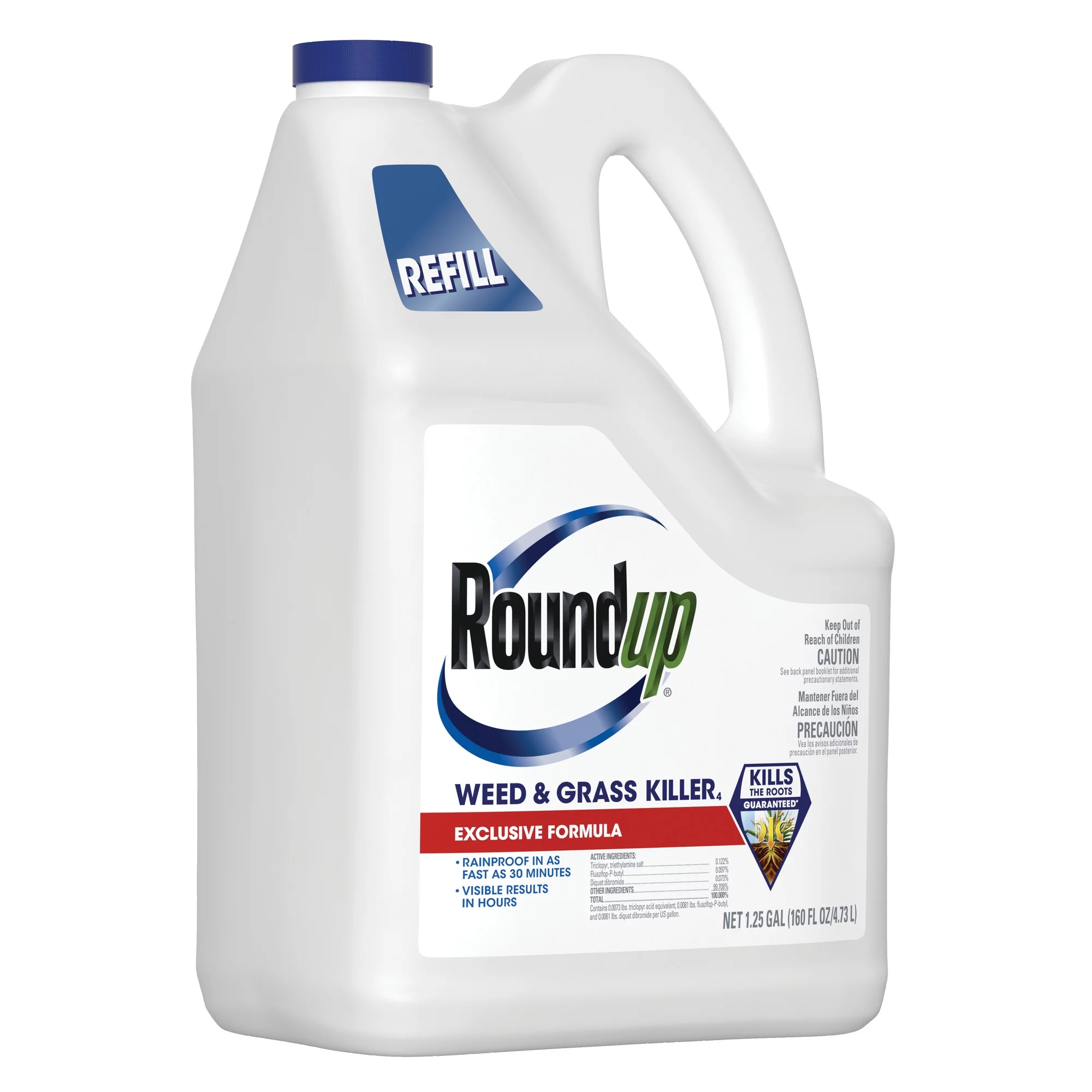 Roundup Weed & Grass Killer₄ Refill, Use in Flower Beds, Around Trees & More, 1.25 gal.