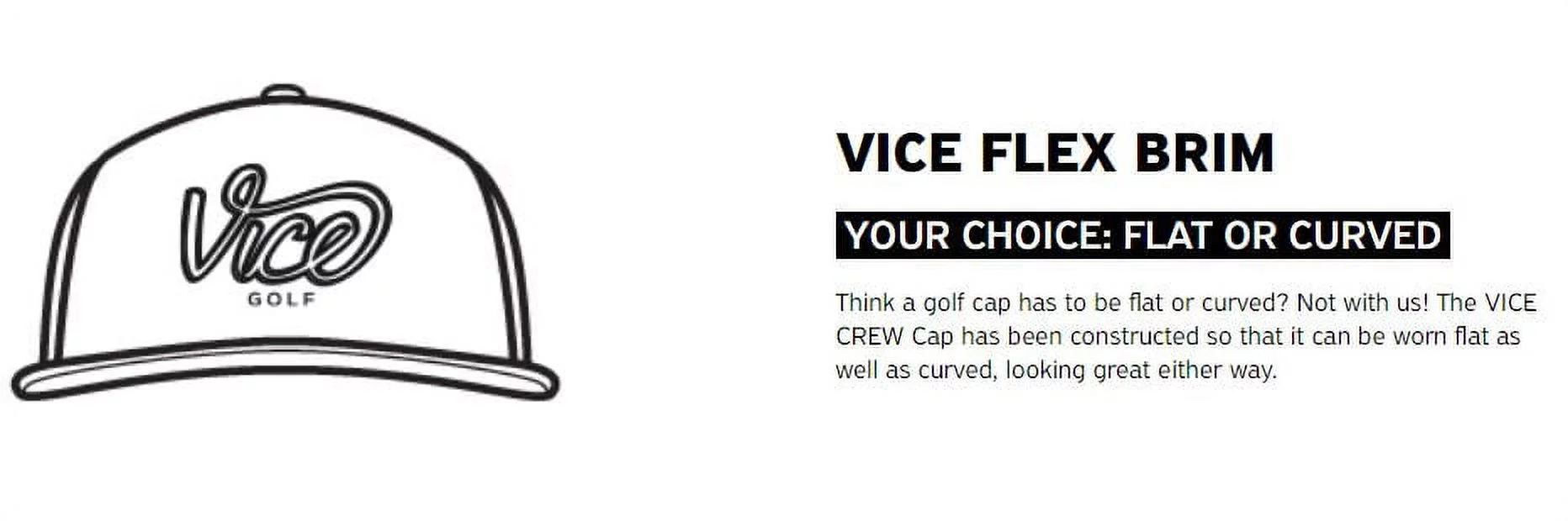 Vice Golf Hat Crew Cap, White Adjustable Size