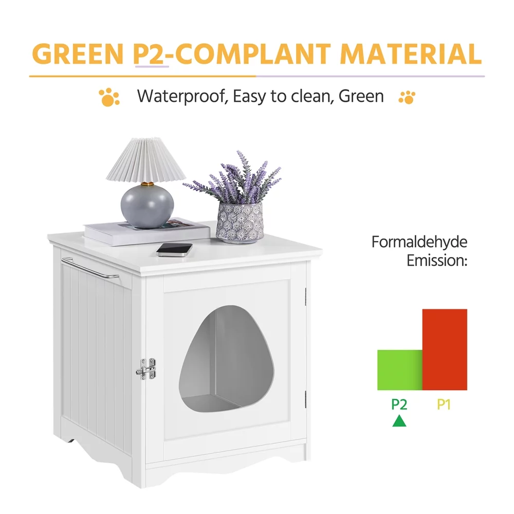 Topeakmart Wood Cat Home and Litter Box, White