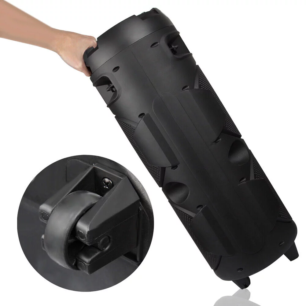 BEYGO Portable Party Speaker with Double Subwoofer Heavy Bass,Bluetooth 5.0 Wireless Outdoor Speaker with Mic,Stereo Sound, for Home,Party,Travel,Support FM Radio,Black