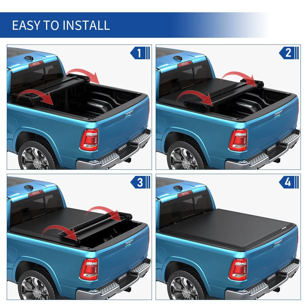 Ledkingdomus 6.6ft Fold Tonneau Cover Soft Truck Bed Cover for 2014-2019 Chevy Silverado/GMC Sierra 1500