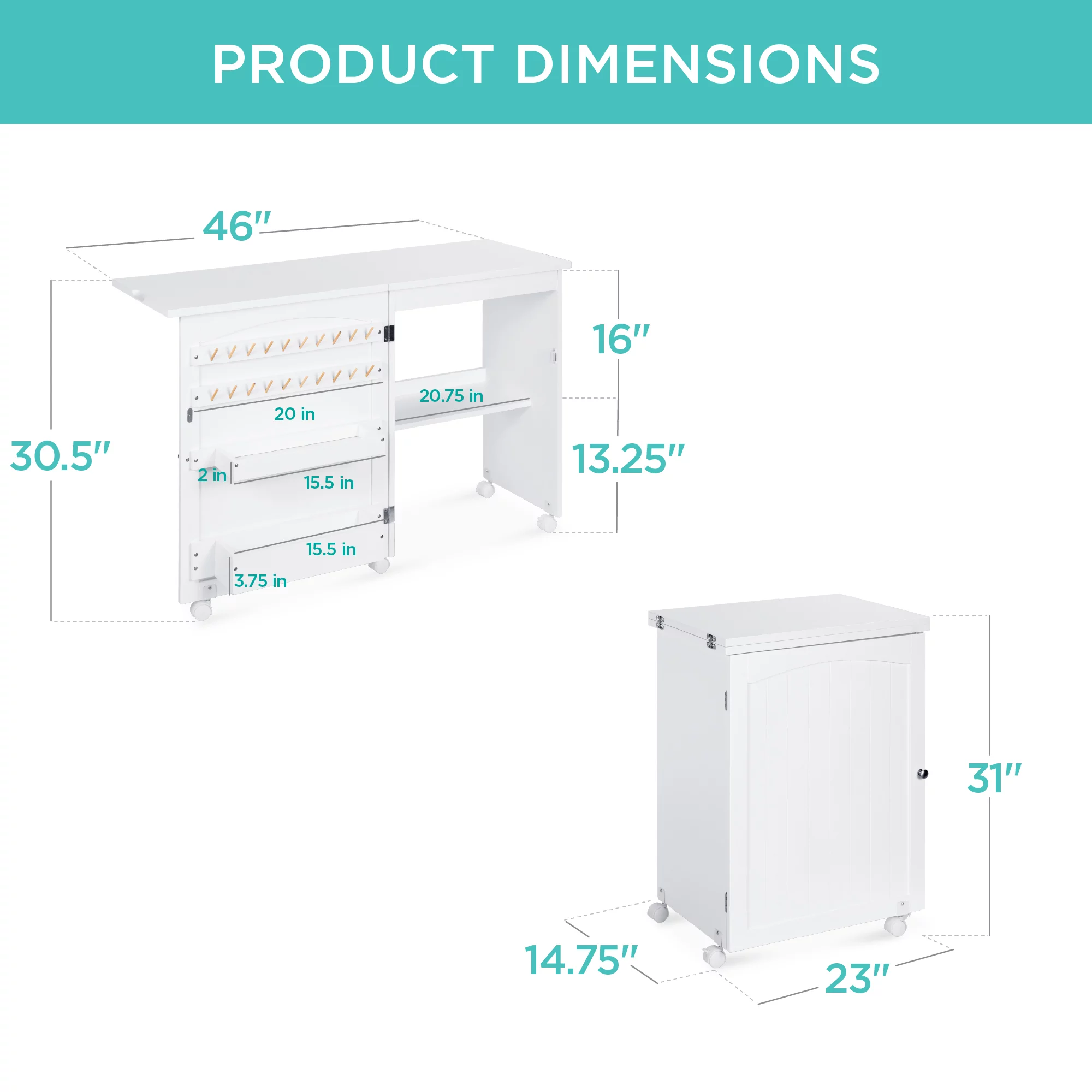Best Choice Products Sewing Machine Table & Desk w/ Craft Storage and Trays - White