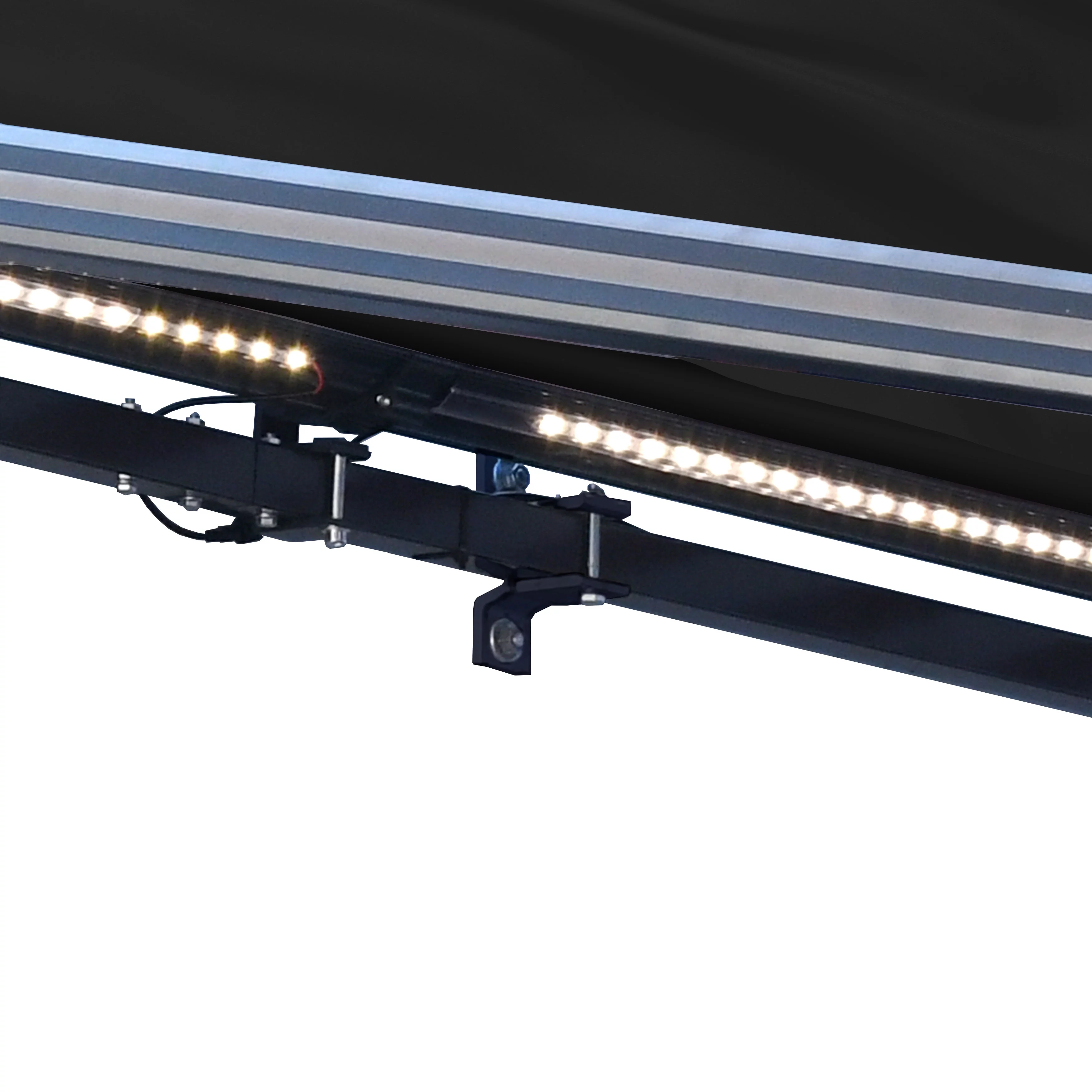 ALEKO 10' x 8' Black LED Half Cassette Motorized Retractable Patio Awning with Remote Control