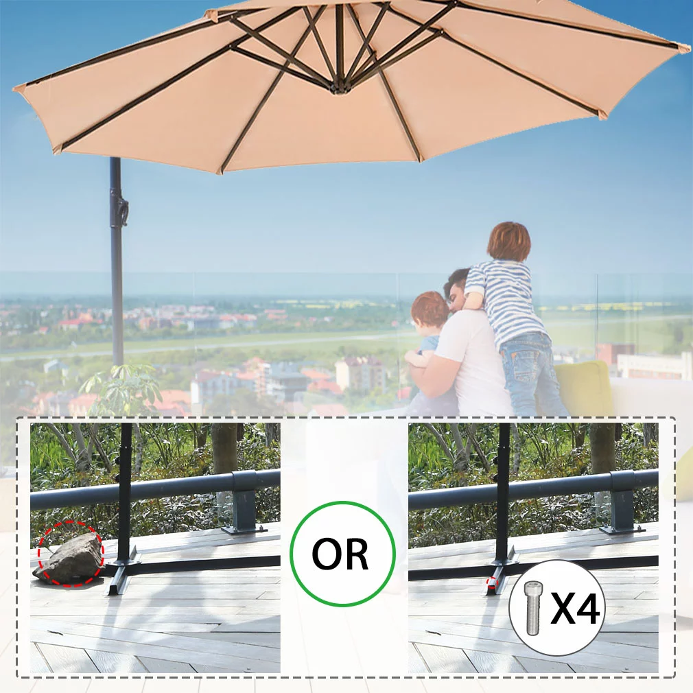 New Tan Patio Umbrella Offset 10' Hanging Umbrella Outdoor Market Umbrella D10