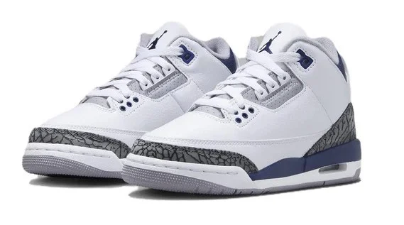 Big Kid's Jordan 3 Retro White/Midnight Navy (DM0967 140) - 4