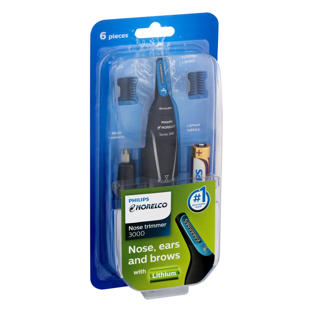 Philips Norelco Nose trimmer 3000, NT3000/49, with 6 pieces for nose, ears and eyebrows