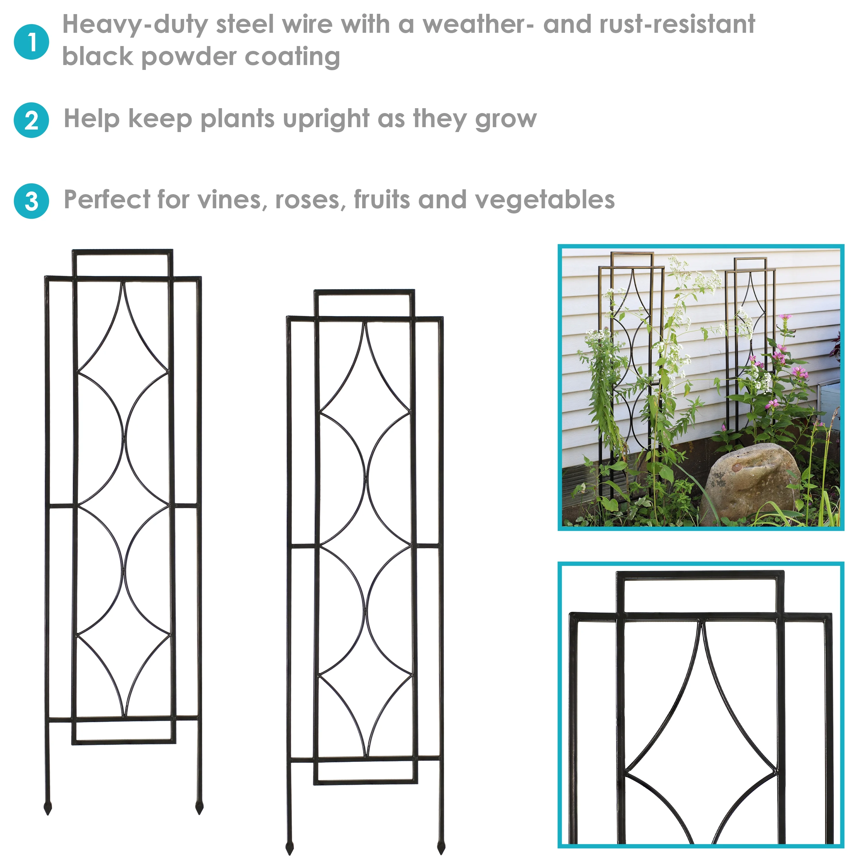 Sunnydaze 2-Piece Chic Diamonds Garden Trellis for Climbing Plants - 48