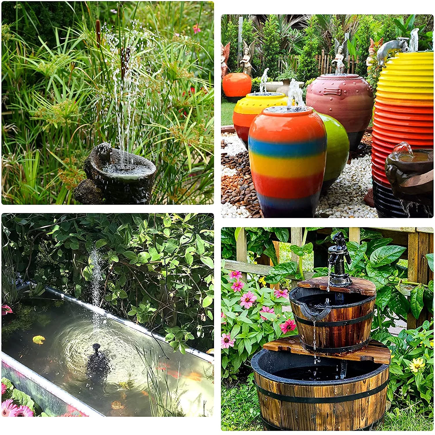 AISITIN DIY Solar Water Pump Kit, Solar Powered Water Fountain Pump with 6 Nozzles, DIY Water Feature Outdoor Fountain for Bird Bath, Ponds, Garden and Fish Tank