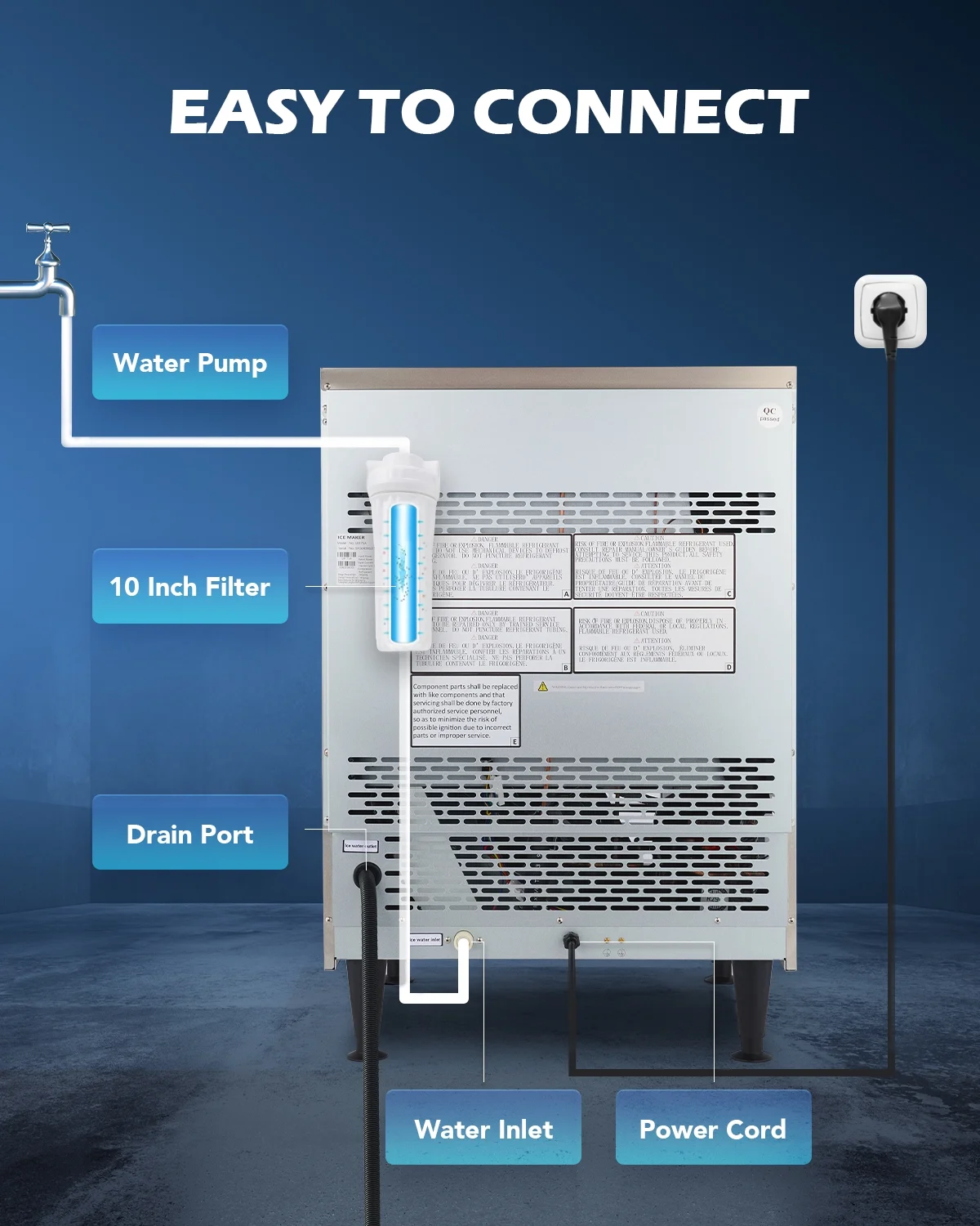 WILPREP Commercial Ice Maker 175lb Daily Production with 90pc Yield 78lb Storage