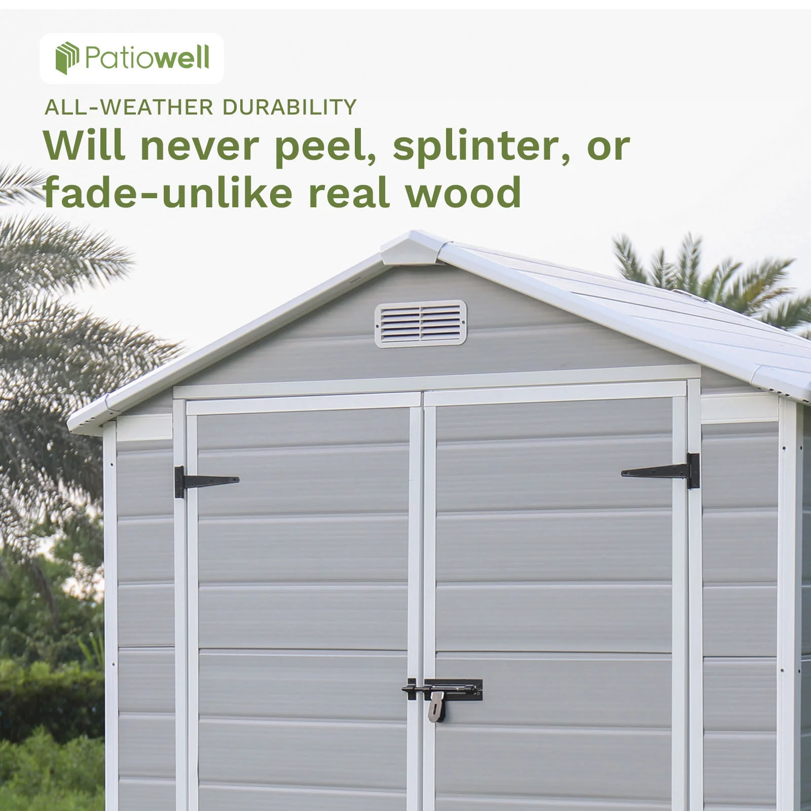 Patiowell 6x4 Resin Outdoor Storage Shed-Perfect to Store Patio Furniture, GardenTools Bike Accessories, Beach Chairs and Lawn Mower, Grey & White