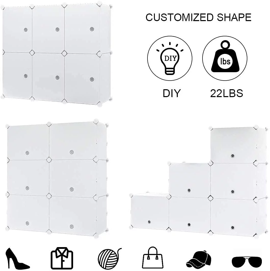 Portable Shoe Rack, 12-Tier Portable 72 Pair Shoe Rack Organizer 36 Grids Tower Shelf Storage Cabinet Stand Expandable for Heels, Boots, Slippers, White