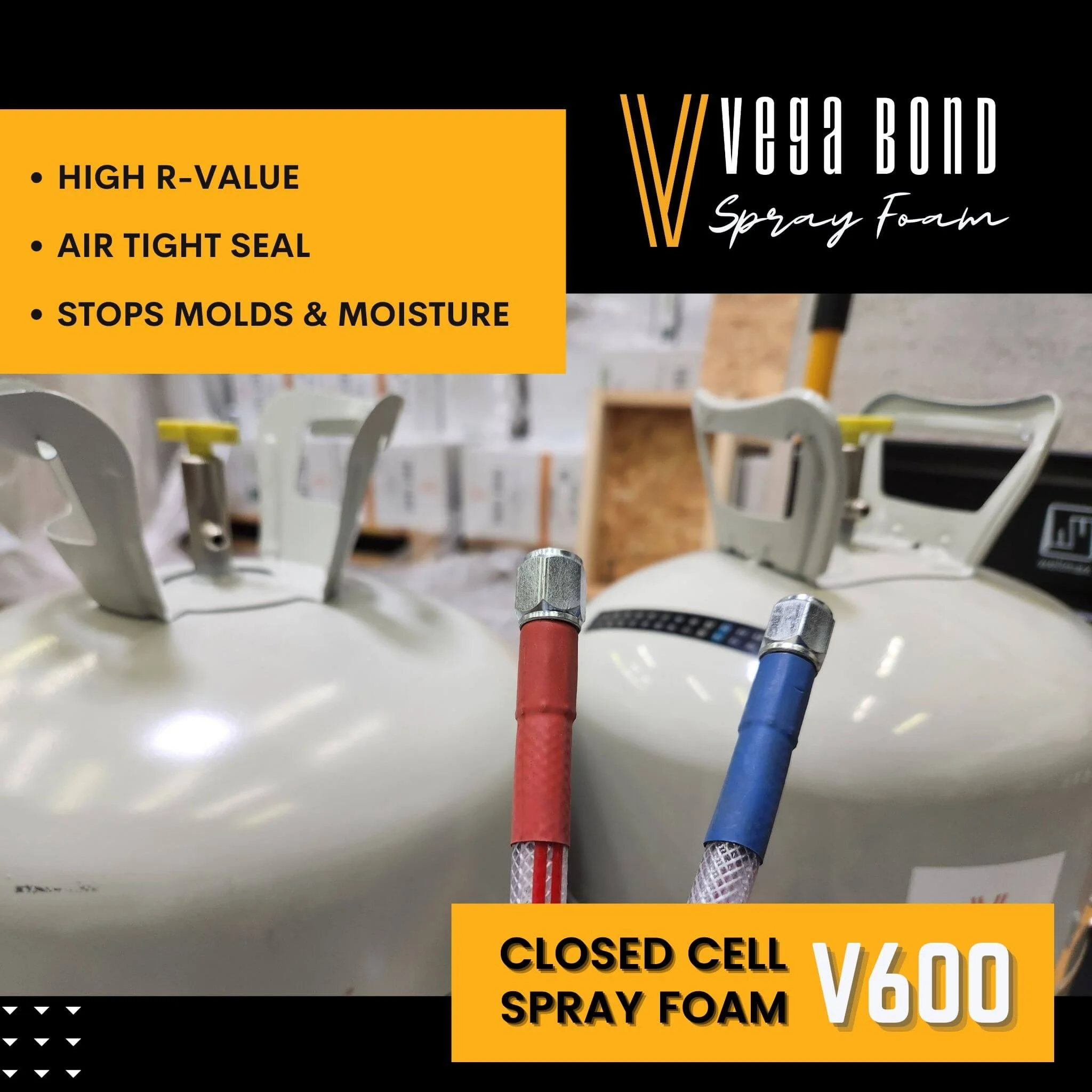 Vega Bond V600 Fast Rise Closed Cell Spray Foam Insulation Kit. 2 Part Foam Sealant 600BF