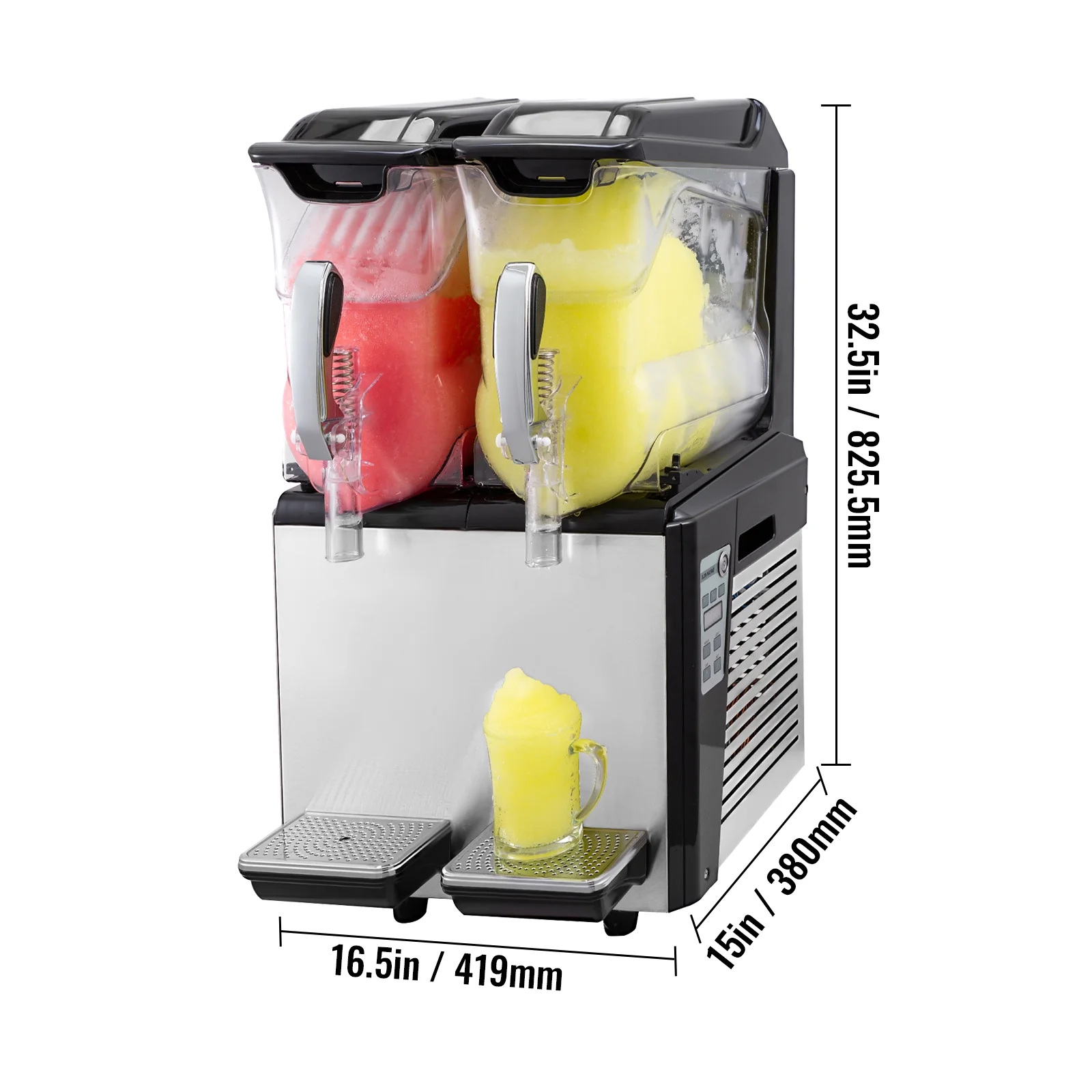 BENTISM Commercial Slushy Machine, 2 x 10 L Commercial Margarita Machine, 900W Black  Frozen Drink Maker, Temperature Slush 24.8°F to 28.4°F Slushie Machine, Black