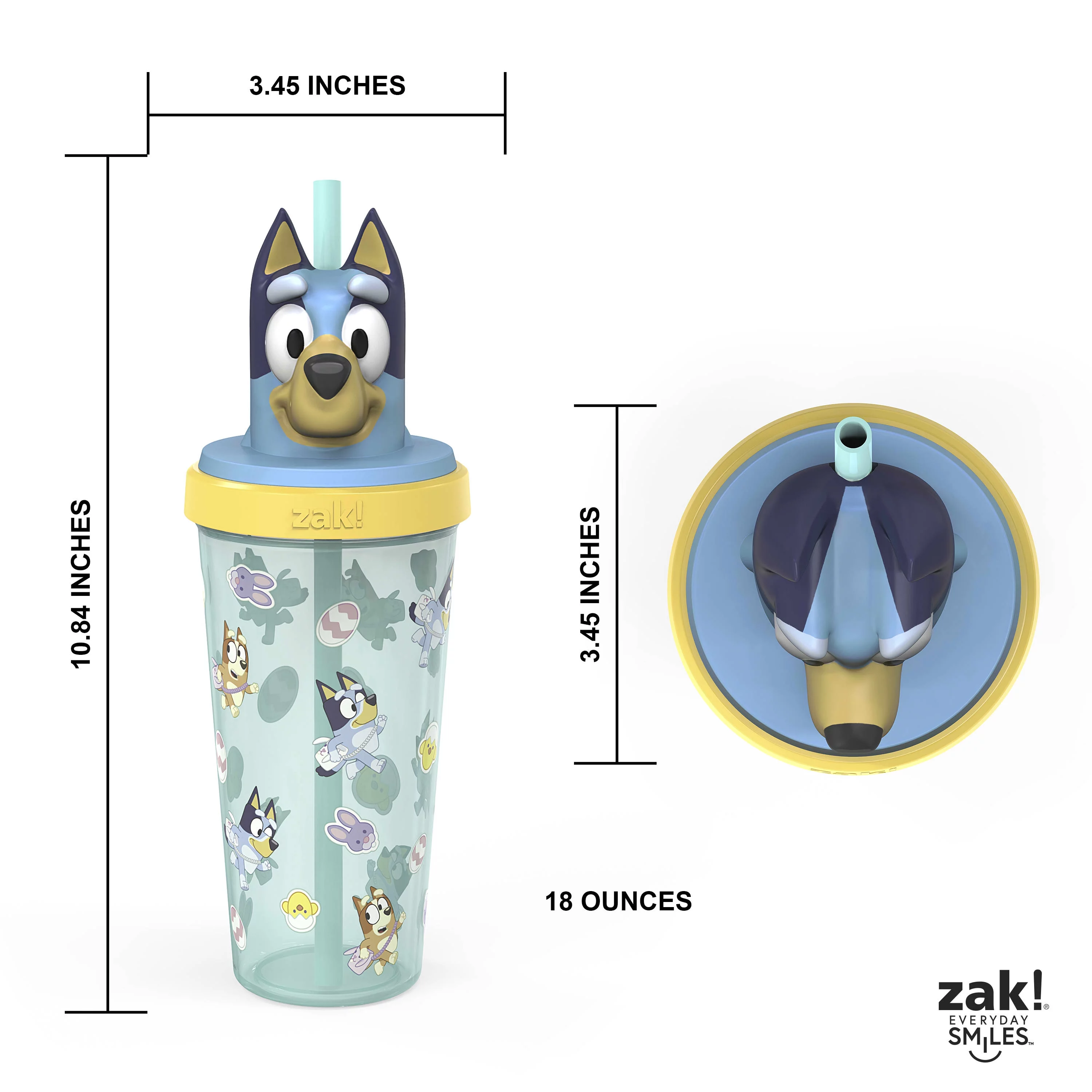 Bluey & Friends 18 oz. Plastic Tumbler with Straw and Sculpted Lid