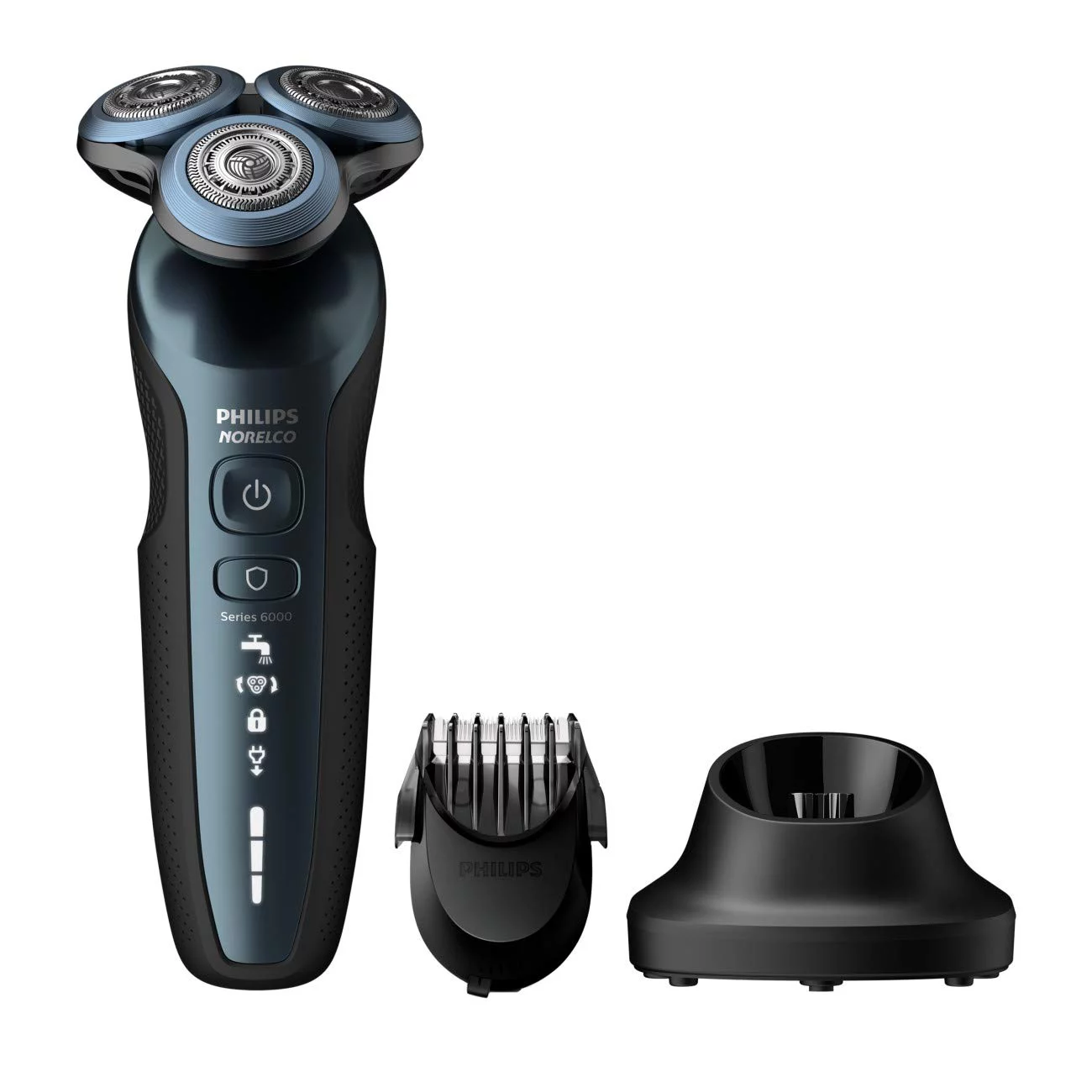 Norelco Series 6000 CORDLESS Mens Shaver with MultiFlex Heads and All NEW Skin Guard Mode and Click-on Precision Beard Styler Trimmer and Charging Base