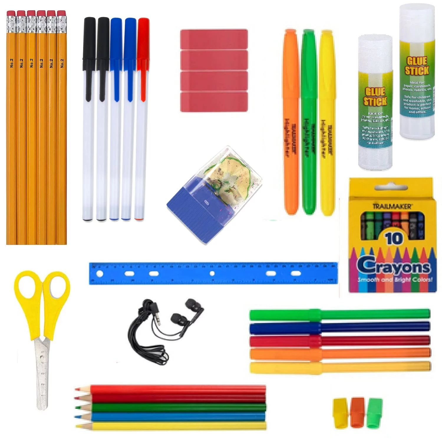 Trailmaker - 60 Piece, K-12  School Supplies Kit for Kids Includes Notebooks, Folders, White Board, and More
