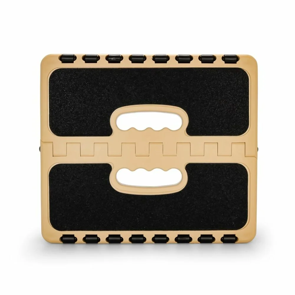 Camco Folding Step Stool | Supports up to 300lbs | Impact resistant Resin, Black and Tan (43638)