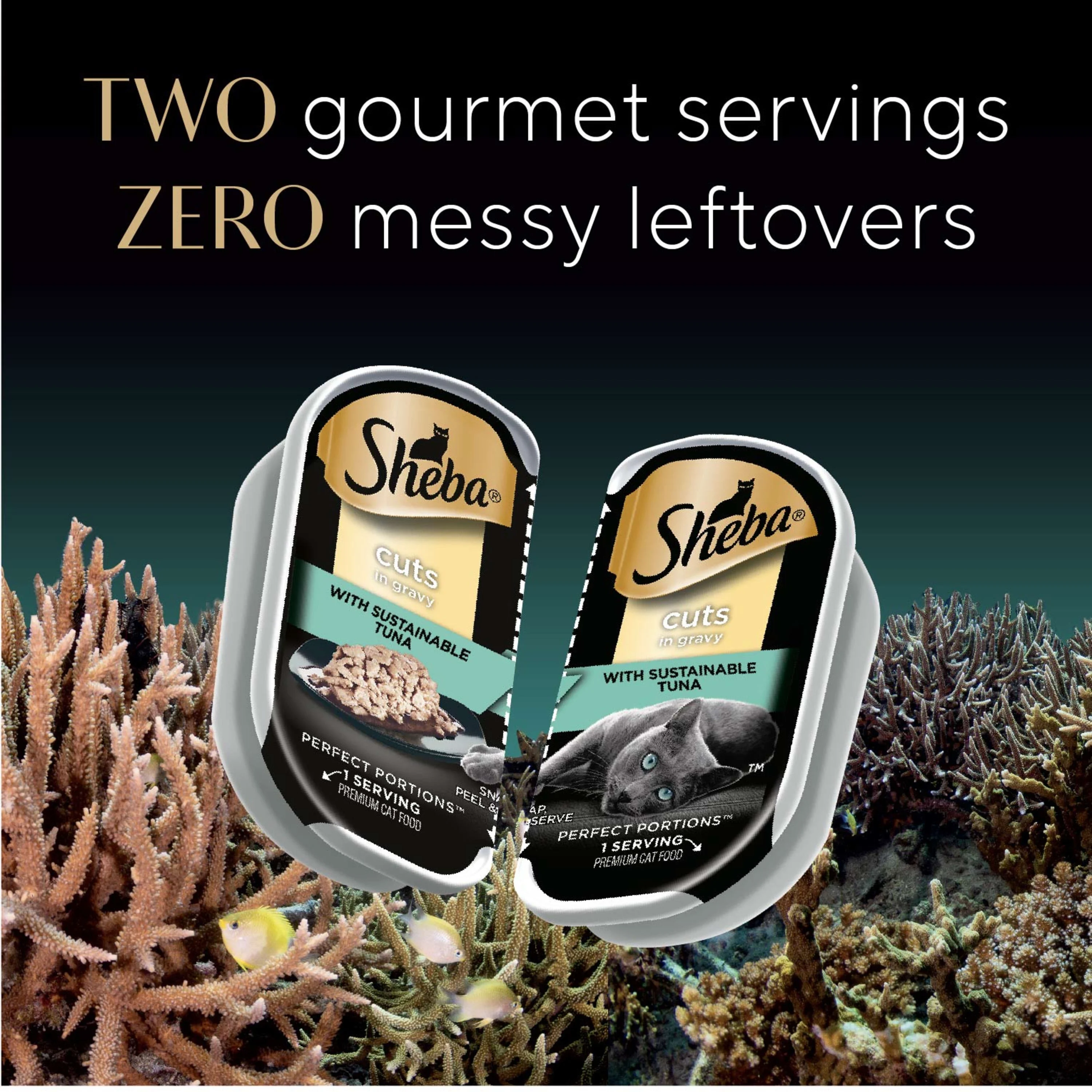 Sheba Perfect Portions Cat Food Cuts in Gravy Salmon, Trout, & Sustainable Tuna Entrée, Variety Pack