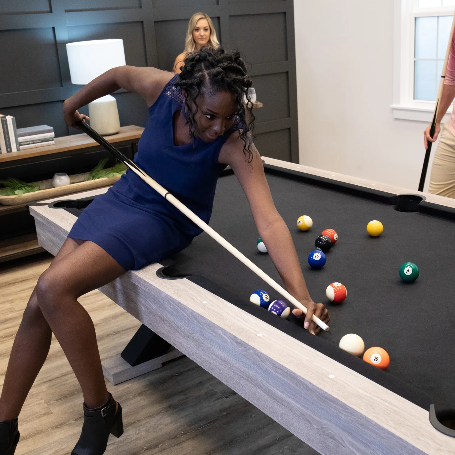 American Legend Kirkwood 90” Billiard Table with Rustic Finish, K-Shaped Legs and Black Cloth