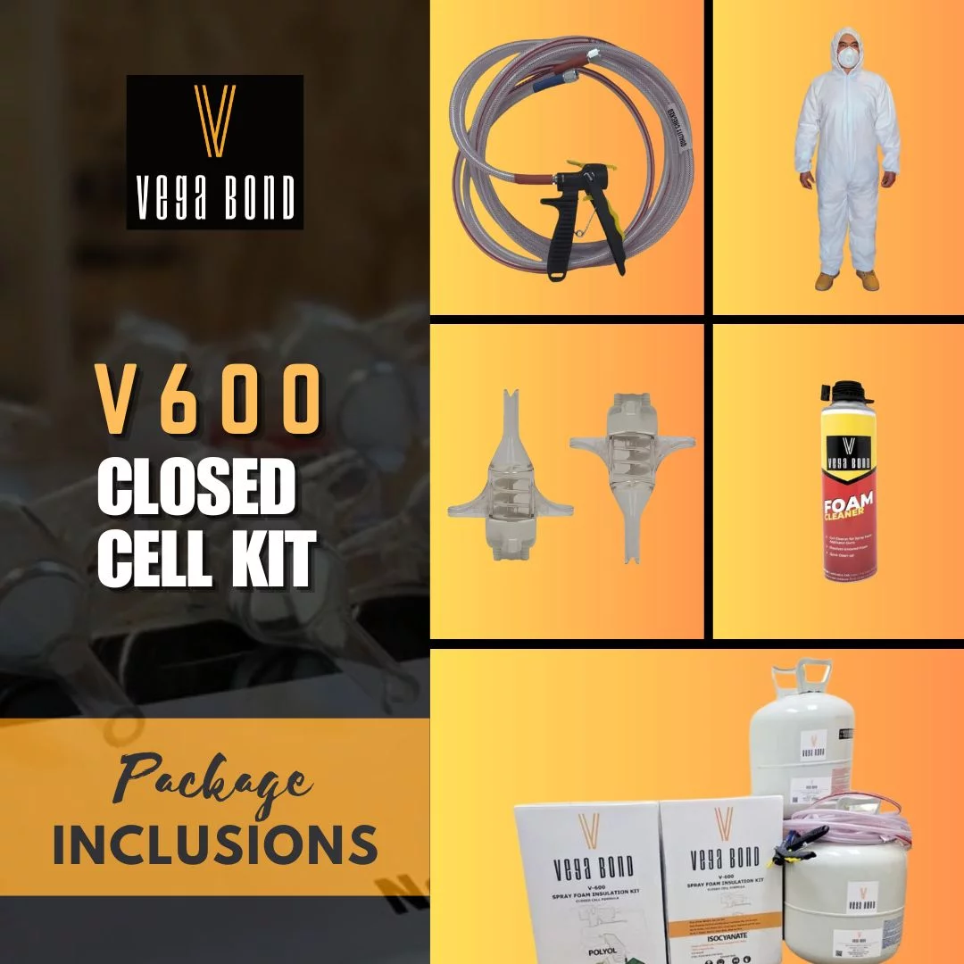 Vega Bond V600 Fast Rise Closed Cell Spray Foam Insulation Kit. 2 Part Foam Sealant 600BF