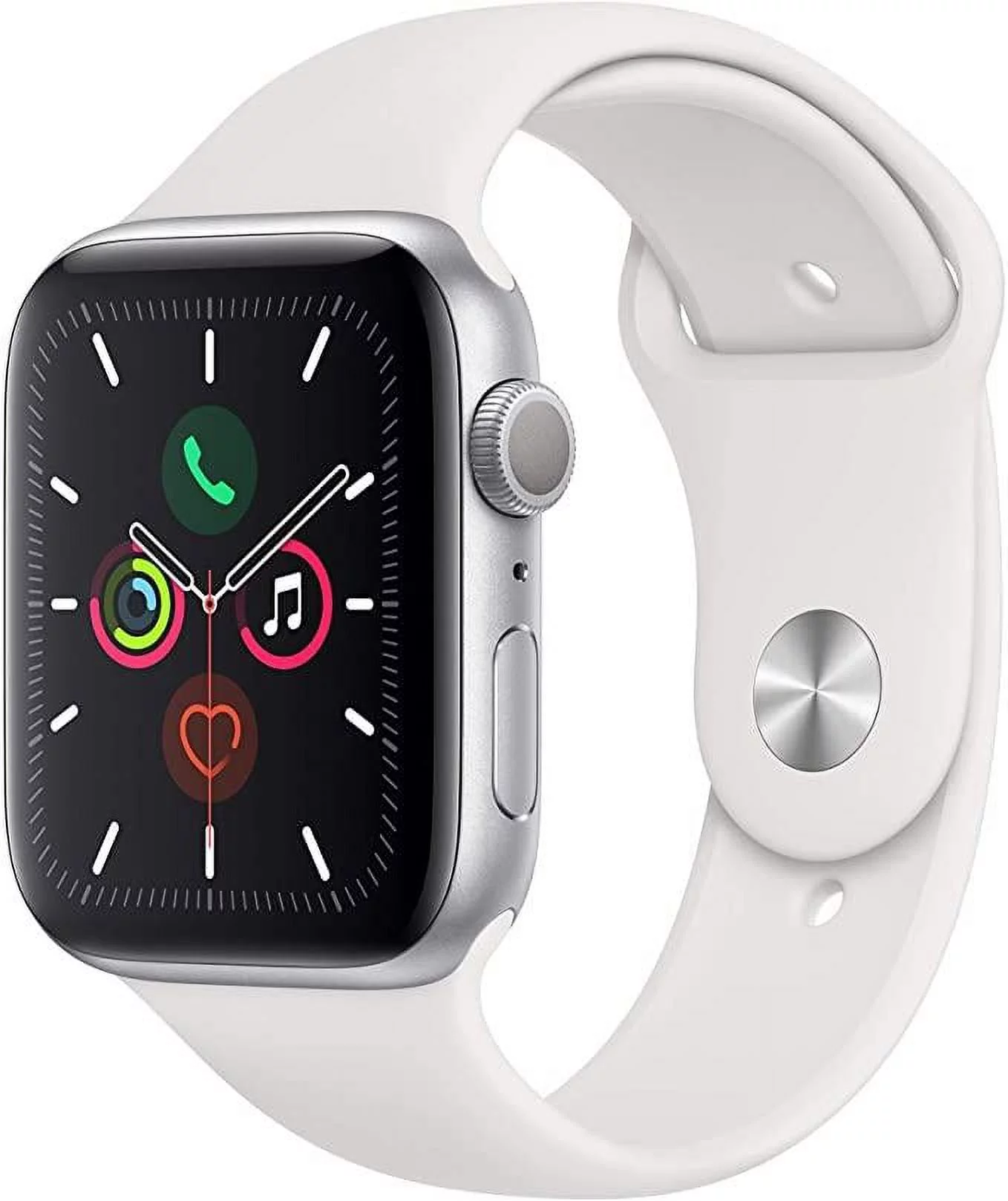 Restored Apple Watch Series 5 44MM Silver Aluminum Case GPS + Cellular White Sport Band (Refurbished)